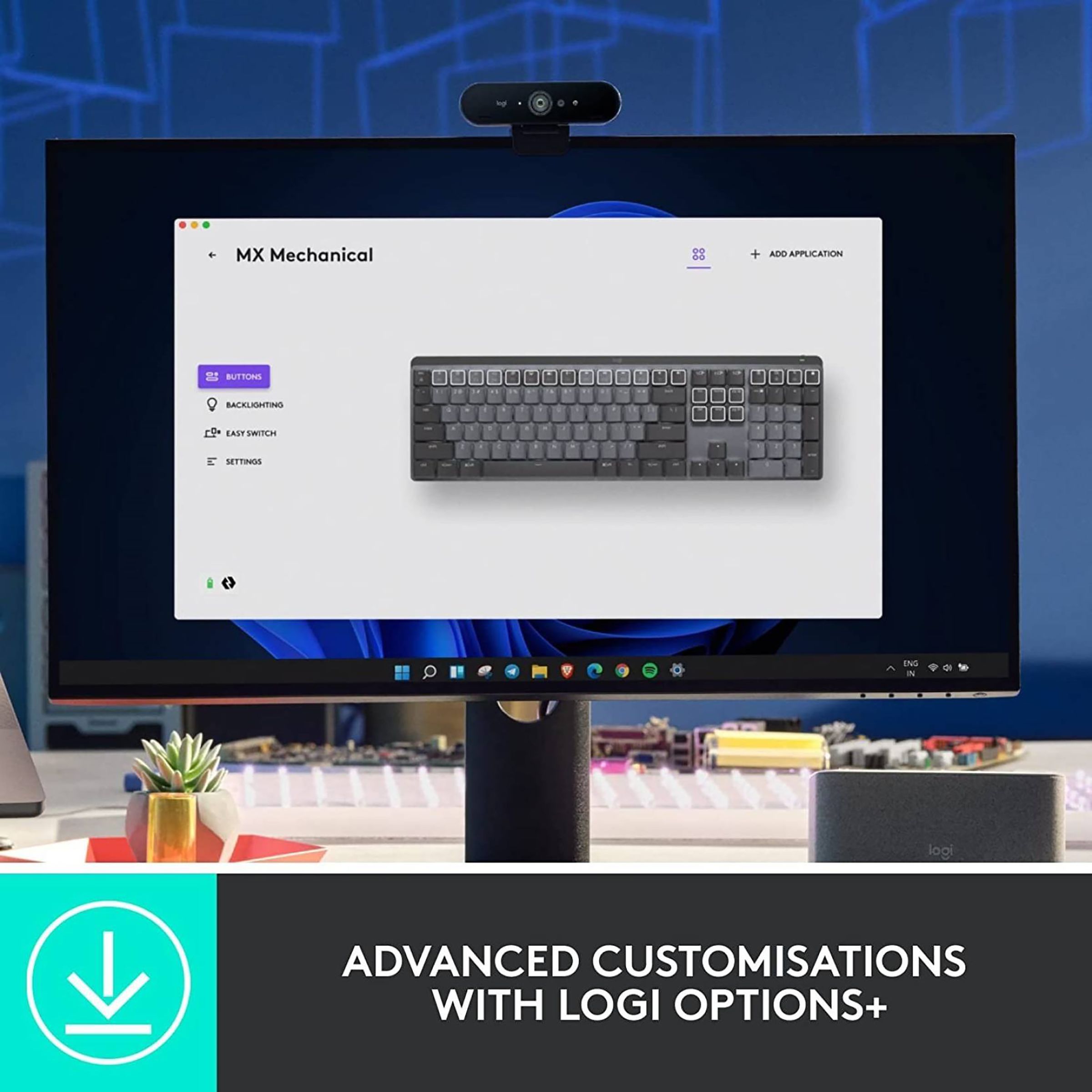 logitech MX Keys Mechanical Rechargeable Bluetooth Wireless Performance Keyboard with Multi Device Connectivity (Ambient Light Sensors, Graphite) logitech MX Keys Mechanical Rechargeable Bluetooth Wireless Performance Keyboard with Multi Device Connectivity (Ambient Light Sensors, Graphite)_7