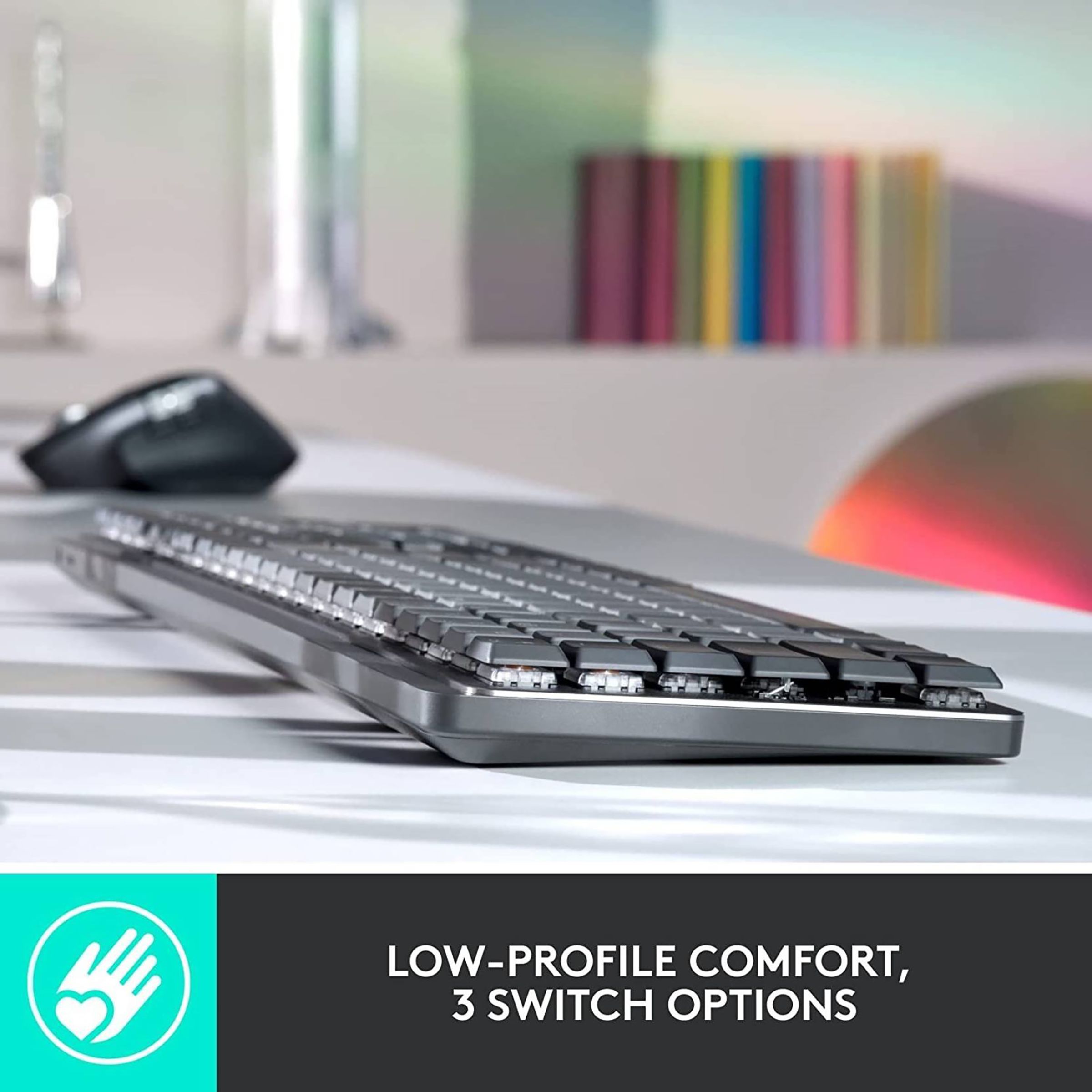 logitech MX Keys Mechanical Rechargeable Bluetooth Wireless Performance Keyboard with Multi Device Connectivity (Ambient Light Sensors, Graphite) logitech MX Keys Mechanical Rechargeable Bluetooth Wireless Performance Keyboard with Multi Device Connectivity (Ambient Light Sensors, Graphite)_8