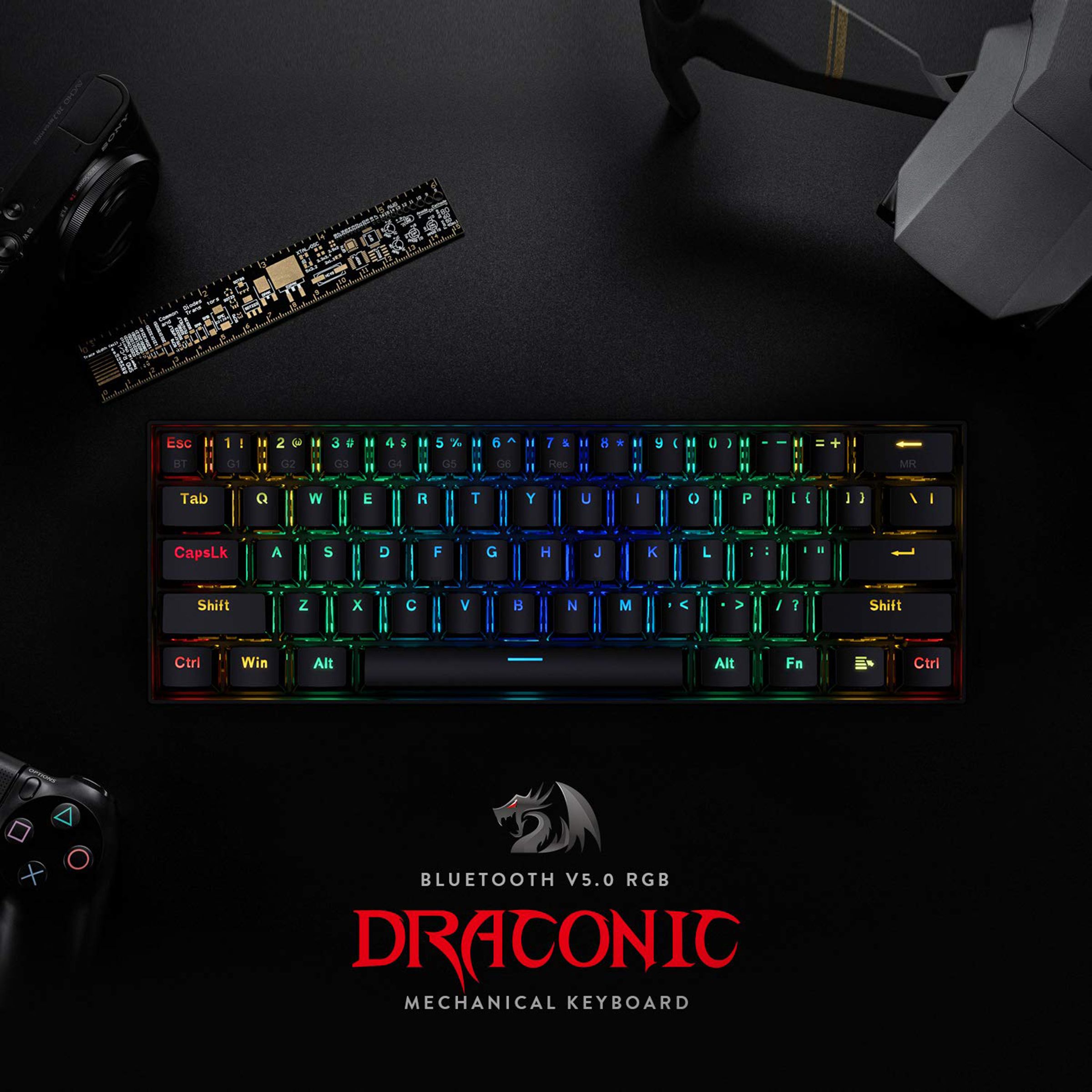 REDRAGON Draconic K530 Wireless Gaming Keyboard (RGB Backlight Brown Switch, Black) REDRAGON Draconic K530 Wireless Gaming Keyboard (RGB Backlight Brown Switch, Black)_4
