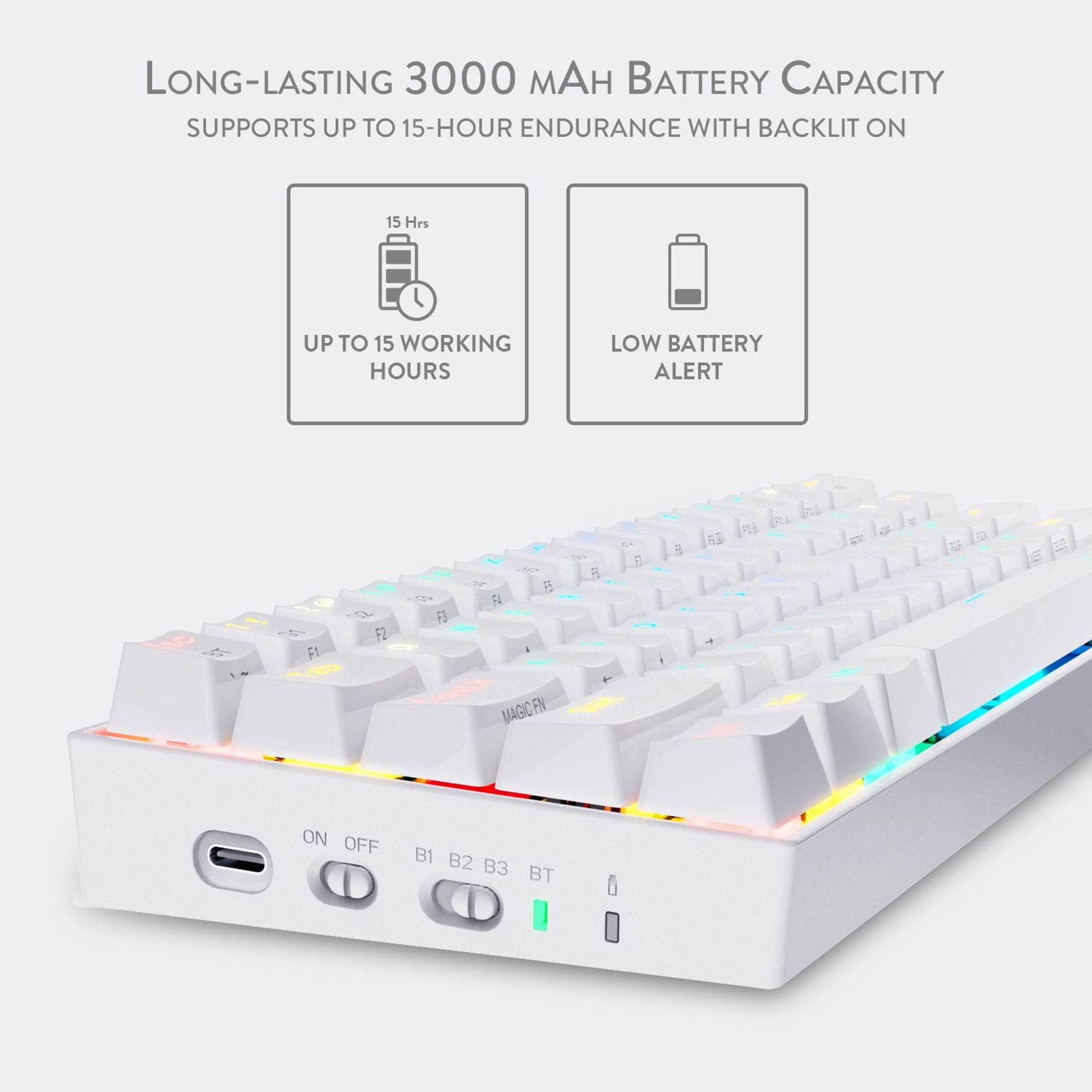 REDRAGON Draconic K530 Wireless Gaming Keyboard (RGB Backlight Brown Switch, White) REDRAGON Draconic K530 Wireless Gaming Keyboard (RGB Backlight Brown Switch, White)_5