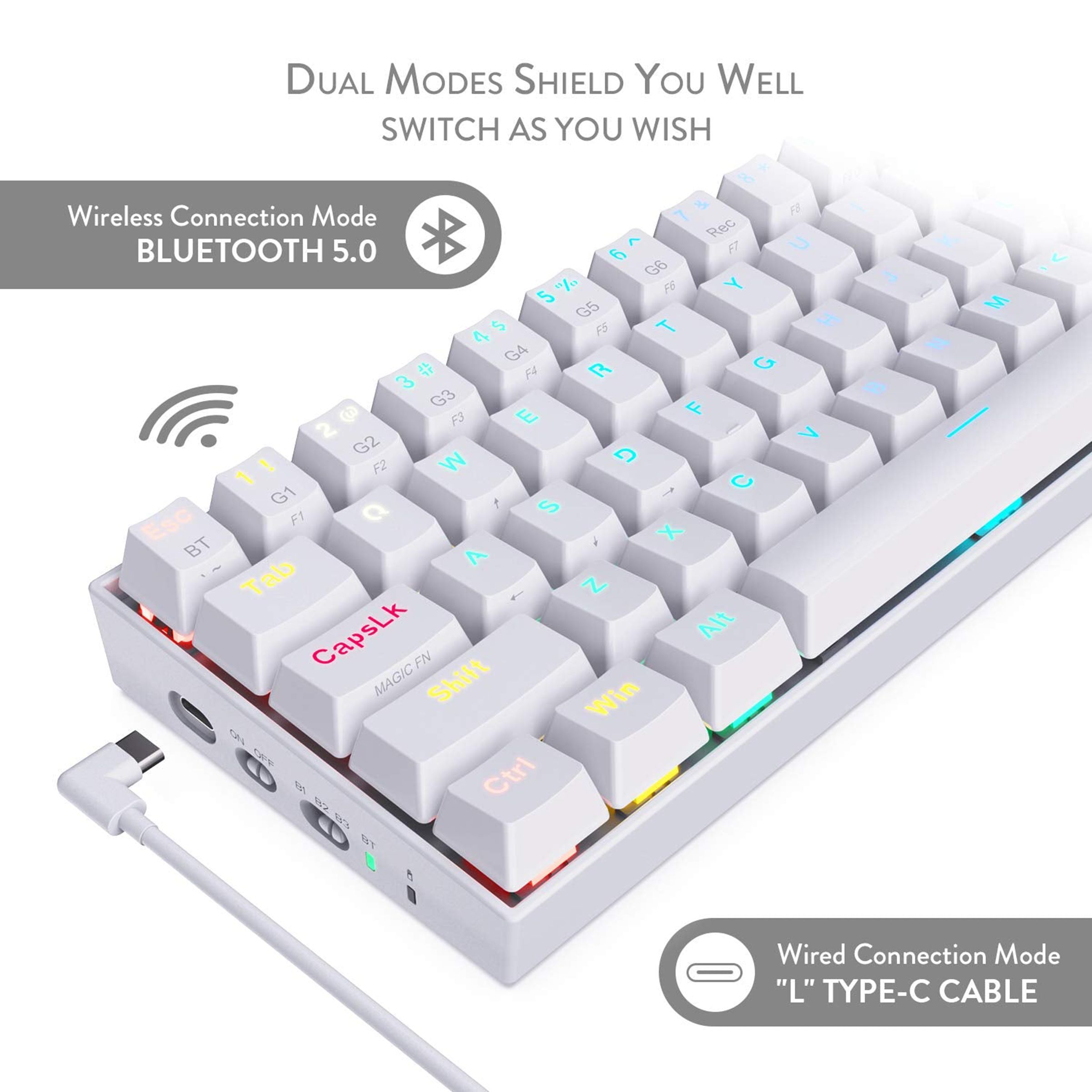 REDRAGON Draconic K530 Wireless Gaming Keyboard (RGB Backlight Brown Switch, White) REDRAGON Draconic K530 Wireless Gaming Keyboard (RGB Backlight Brown Switch, White)_6