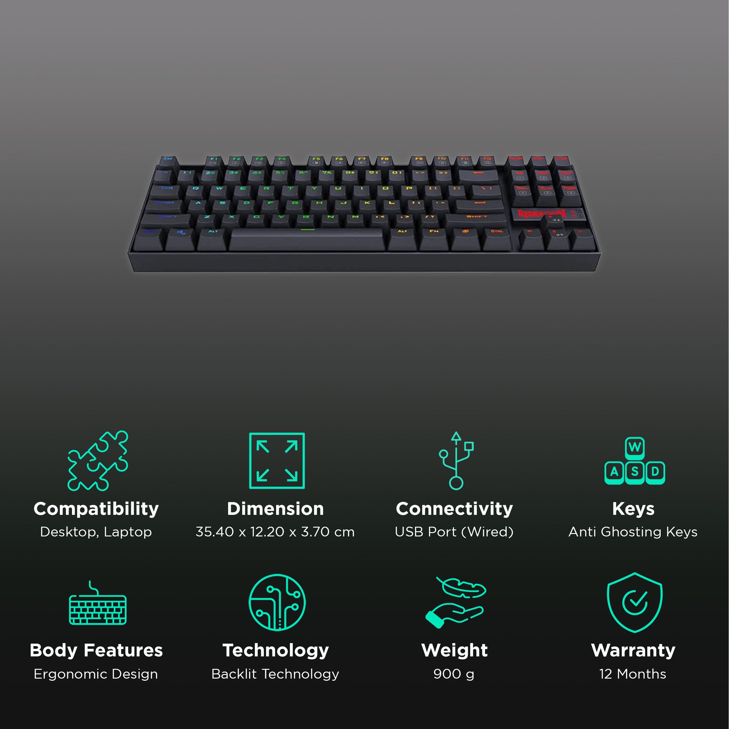 REDRAGON Kumara K552 RGB Wired Keyboard with RGB LED Backlit Keys (Custom Mechanical Switches, Black) REDRAGON Kumara K552 RGB Wired Keyboard with RGB LED Backlit Keys (Custom Mechanical Switches, Black)_2