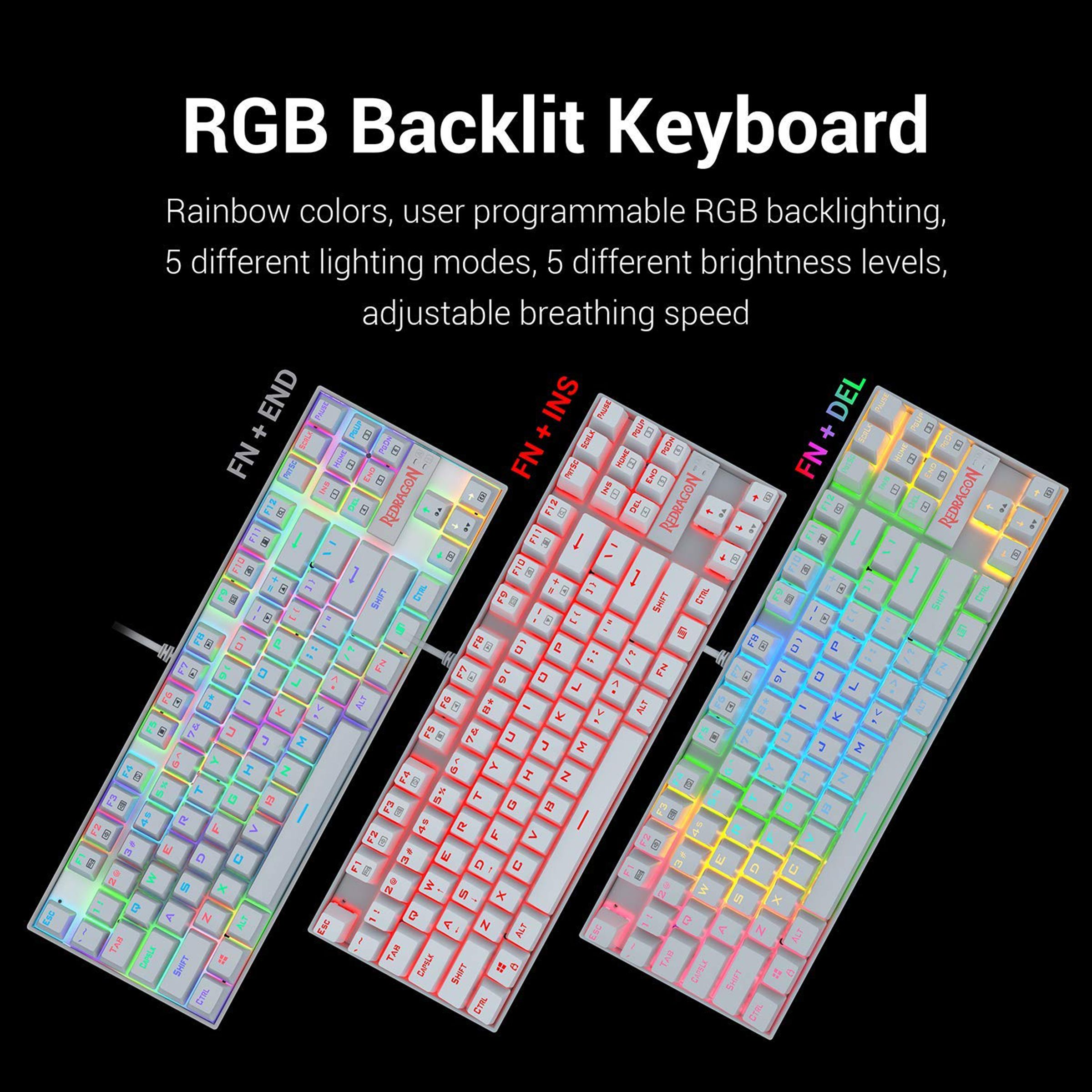 REDRAGON Kumara K552 Wired Gaming Keyboard (RGB LED Backlight Blue Switch, White) REDRAGON Kumara K552 Wired Gaming Keyboard (RGB LED Backlight Blue Switch, White)_3