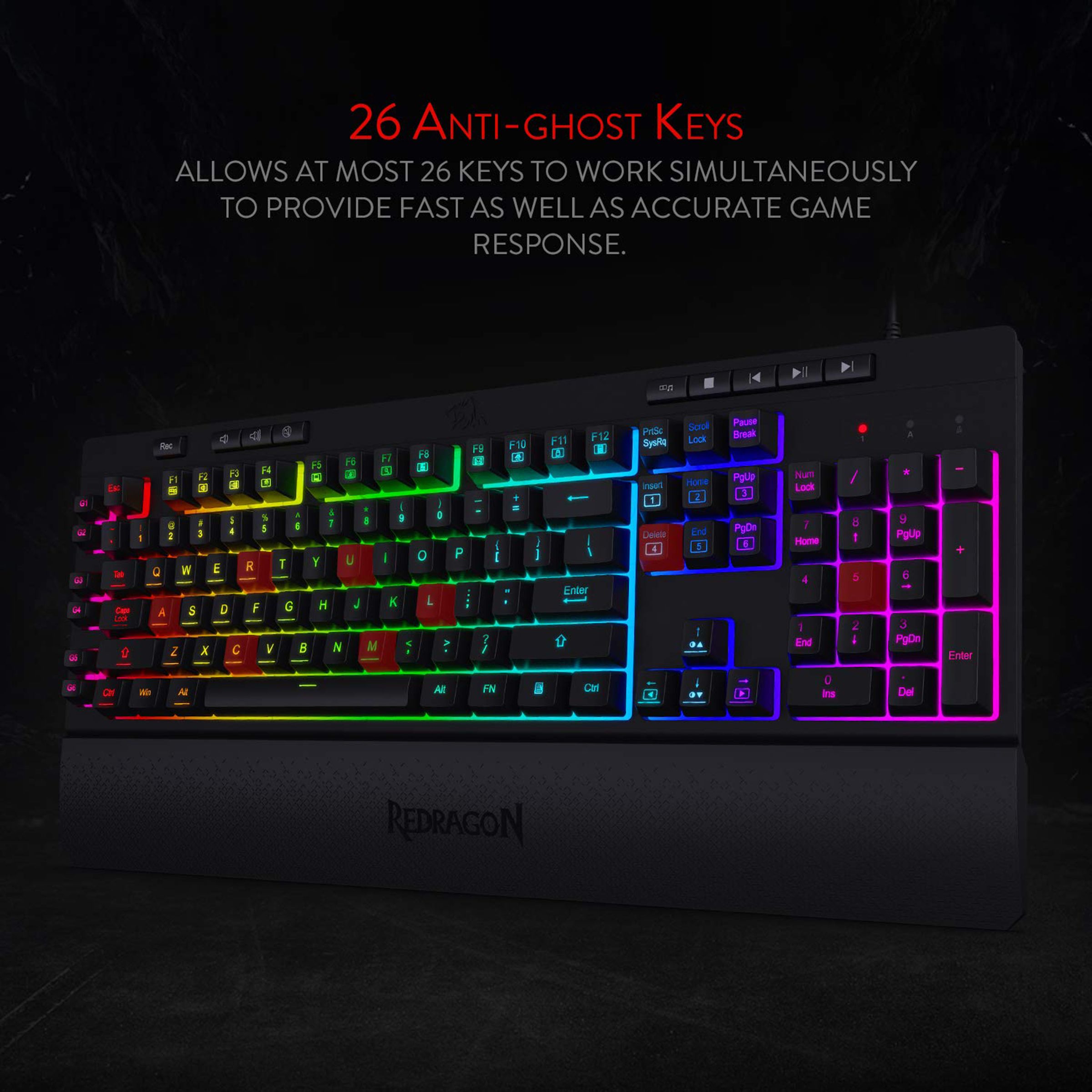 REDRAGON Shiva K512 Wired Keyboard with RGB LED Backlit Keys (Dedicated Media Controls, Black) REDRAGON Shiva K512 Wired Keyboard with RGB LED Backlit Keys (Dedicated Media Controls, Black)_5