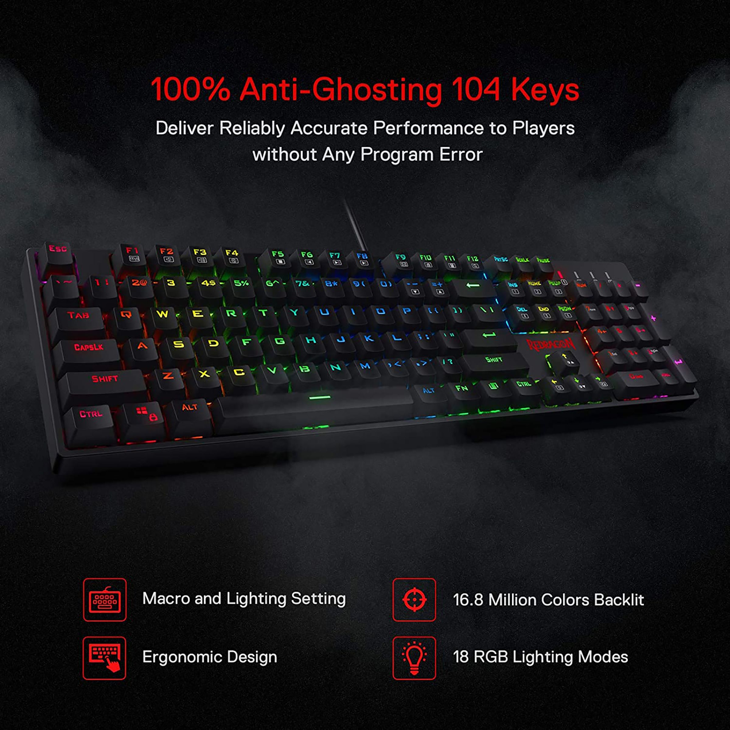 REDRAGON Surara K582 Wired Gaming Keyboard (RGB Backlight Red Switch, Black) REDRAGON Surara K582 Wired Gaming Keyboard (RGB Backlight Red Switch, Black)_9