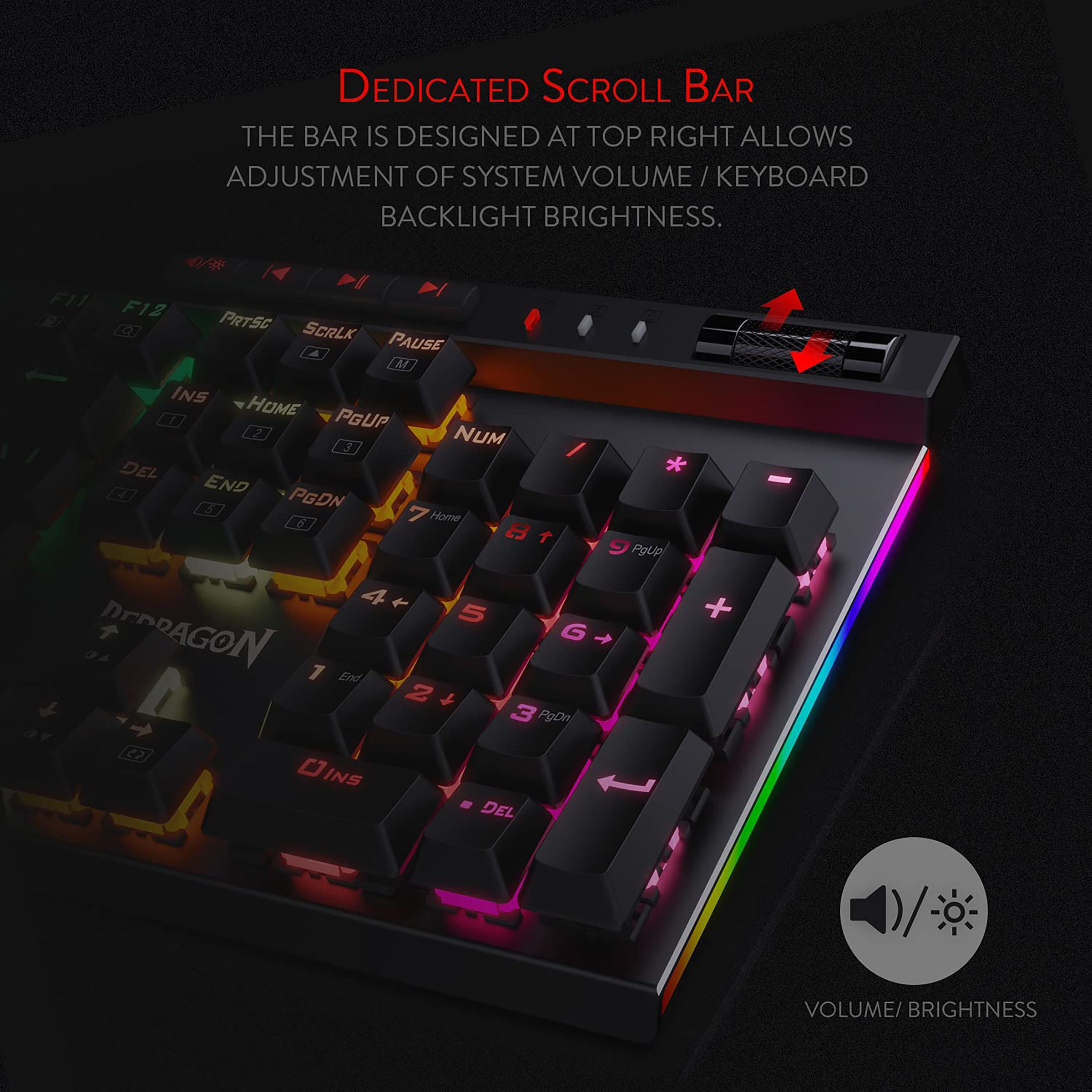 REDRAGON Vata K580 Wired Keyboard with 12 Dedicated Multimedia Keys (RGB Backlight, Black) REDRAGON Vata K580 Wired Keyboard with 12 Dedicated Multimedia Keys (RGB Backlight, Black)_14