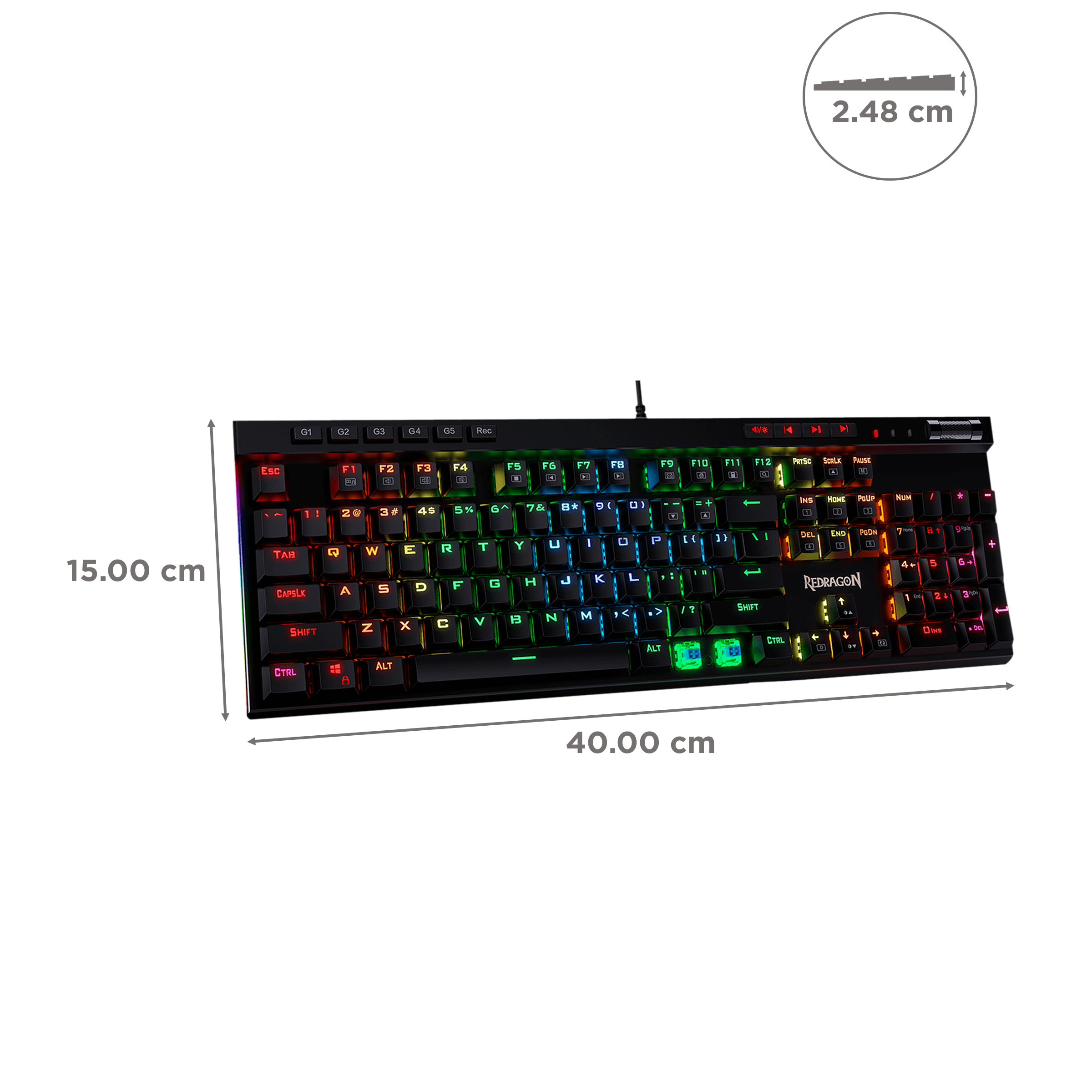 REDRAGON Vata K580 Wired Keyboard with 12 Dedicated Multimedia Keys (RGB Backlight, Black) REDRAGON Vata K580 Wired Keyboard with 12 Dedicated Multimedia Keys (RGB Backlight, Black)_3