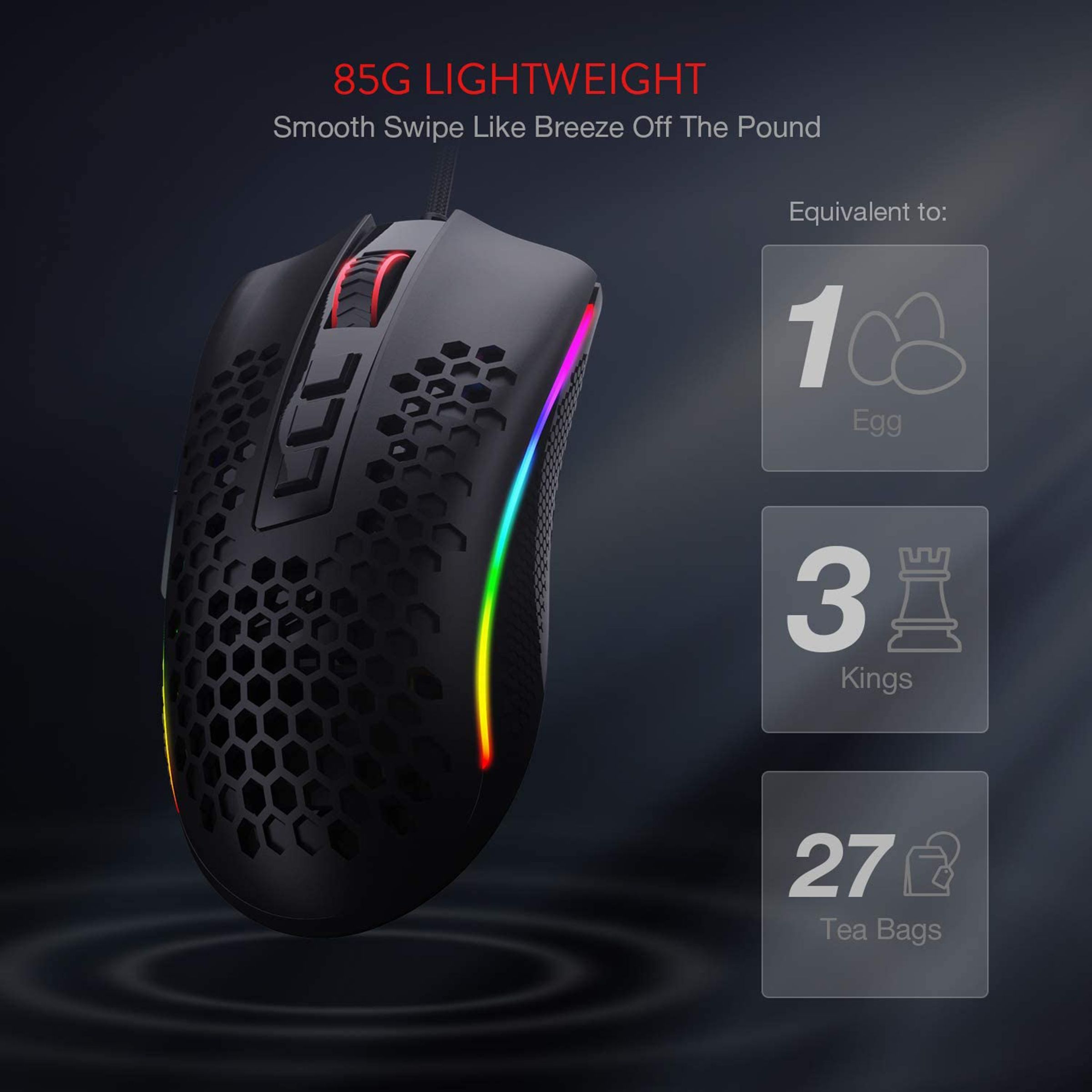 REDRAGON Strom Wired Optical Gaming Mouse (12400 DPI Adjustable, Aesthetics of Hive, Black) REDRAGON Strom Wired Optical Gaming Mouse (12400 DPI Adjustable, Aesthetics of Hive, Black)_6