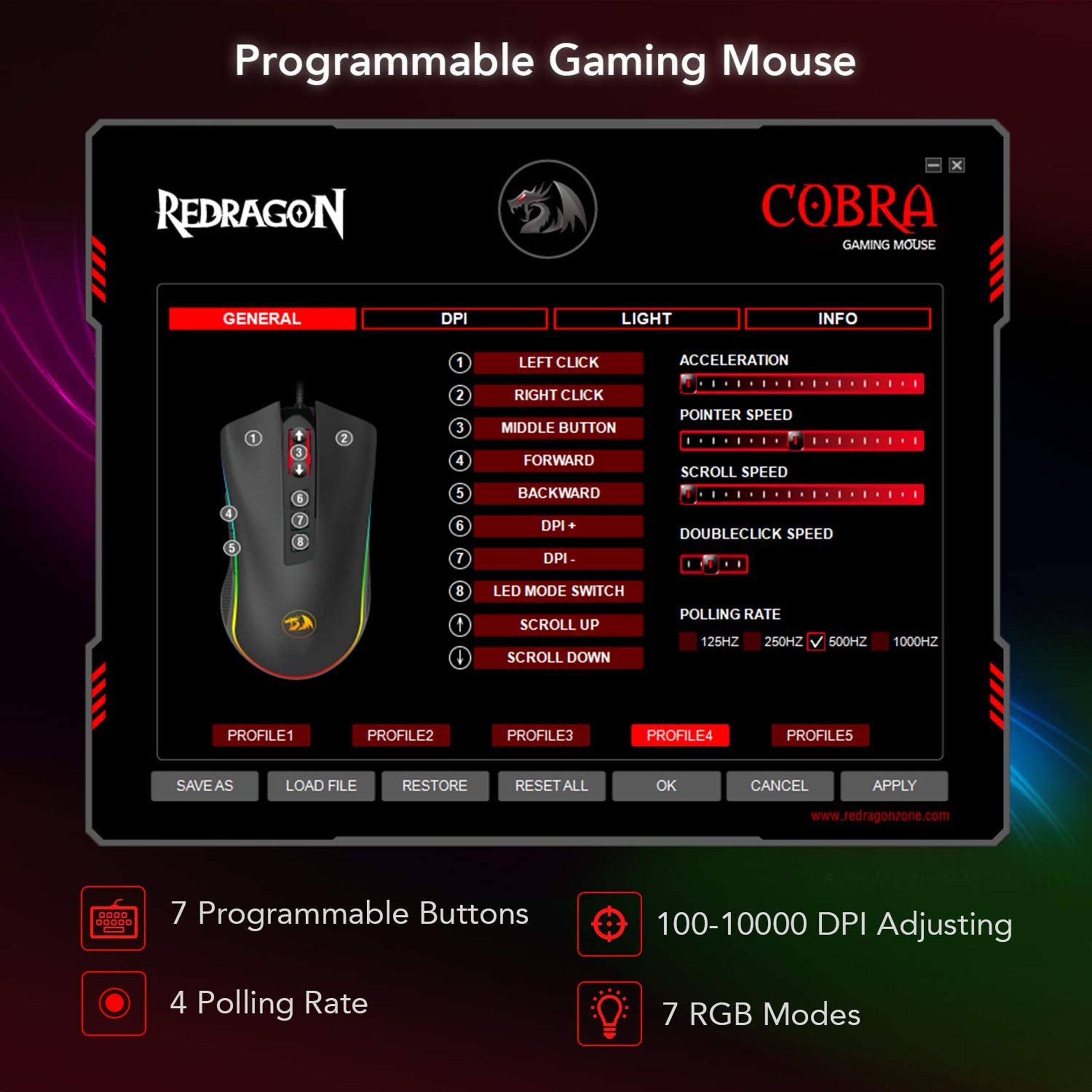 REDRAGON Cobra Wired Optical Gaming Mouse (5000 DPI Adjustable, Ergonomic Design, Black) REDRAGON Cobra Wired Optical Gaming Mouse (5000 DPI Adjustable, Ergonomic Design, Black)_8