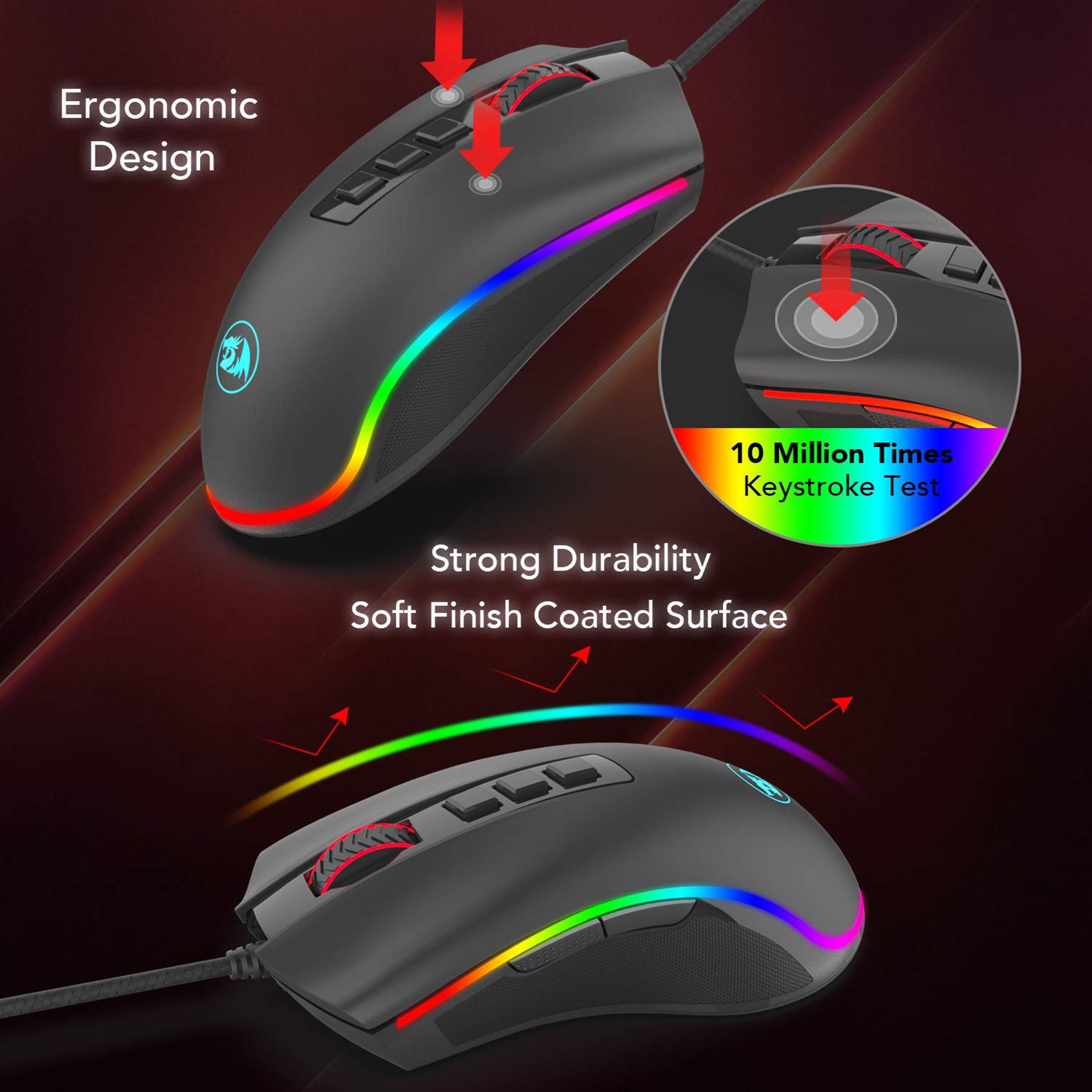 REDRAGON Cobra Wired Optical Gaming Mouse (5000 DPI Adjustable, Ergonomic Design, Black) REDRAGON Cobra Wired Optical Gaming Mouse (5000 DPI Adjustable, Ergonomic Design, Black)_10