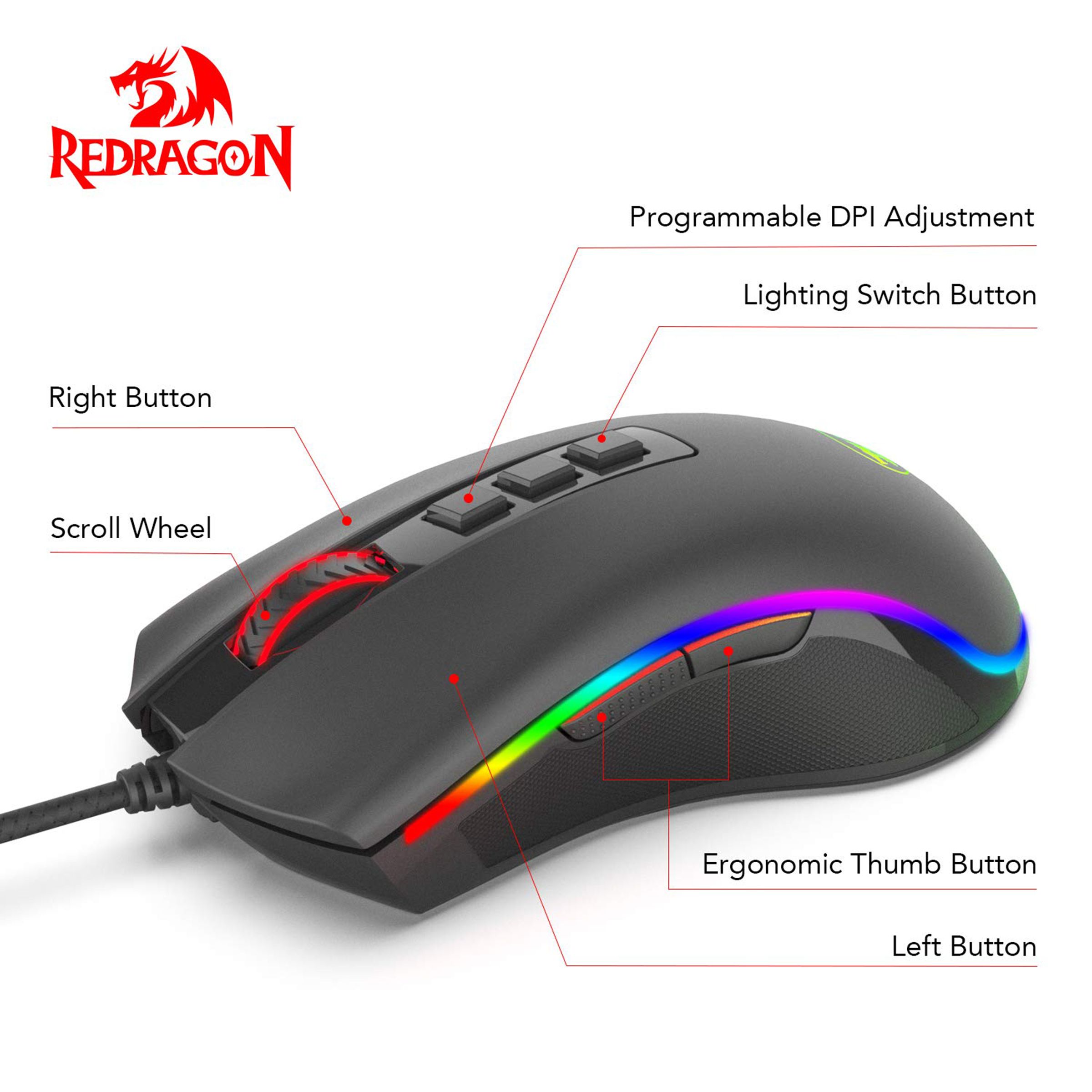 REDRAGON Cobra Wired Optical Gaming Mouse (5000 DPI Adjustable, Ergonomic Design, Black) REDRAGON Cobra Wired Optical Gaming Mouse (5000 DPI Adjustable, Ergonomic Design, Black)_13