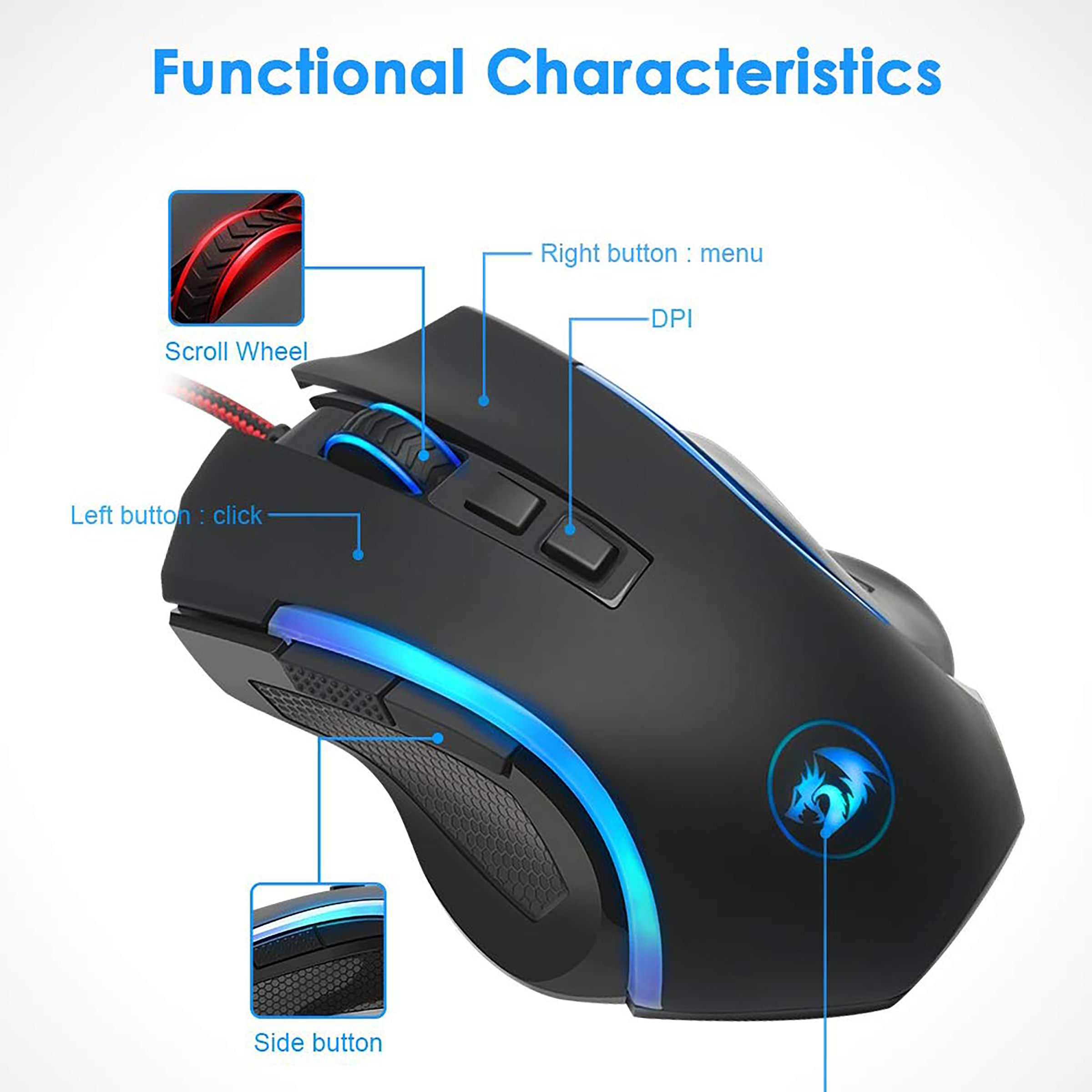 REDRAGON Griffin Wired Optical Gaming Mouse (7200 DPI Adjustable, Ergonomic Design, Black) REDRAGON Griffin Wired Optical Gaming Mouse (7200 DPI Adjustable, Ergonomic Design, Black)_10