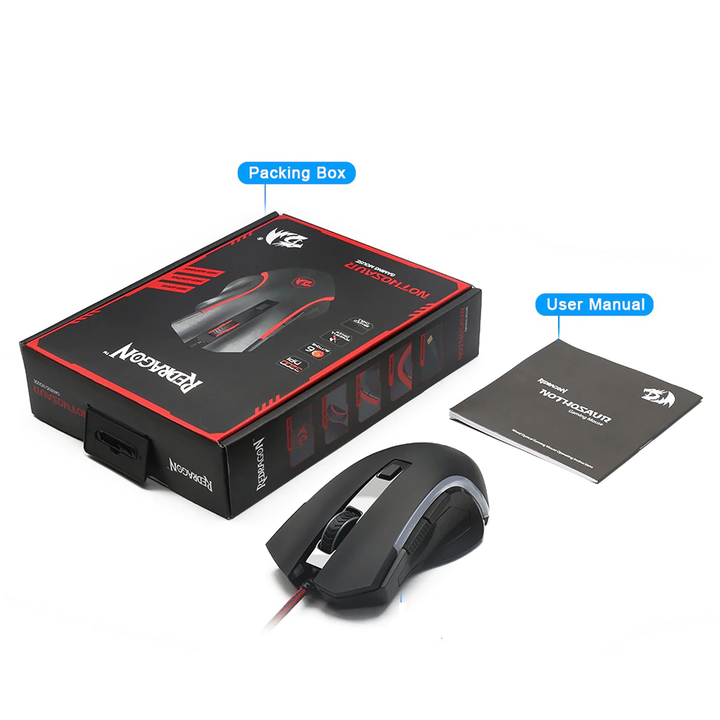 REDRAGON Nothosaur Wired Optical Gaming Mouse with Customizable Buttons (3200 DPI, 7 Colors Backlit, Black) REDRAGON Nothosaur Wired Optical Gaming Mouse with Customizable Buttons (3200 DPI, 7 Colors Backlit, Black)_10
