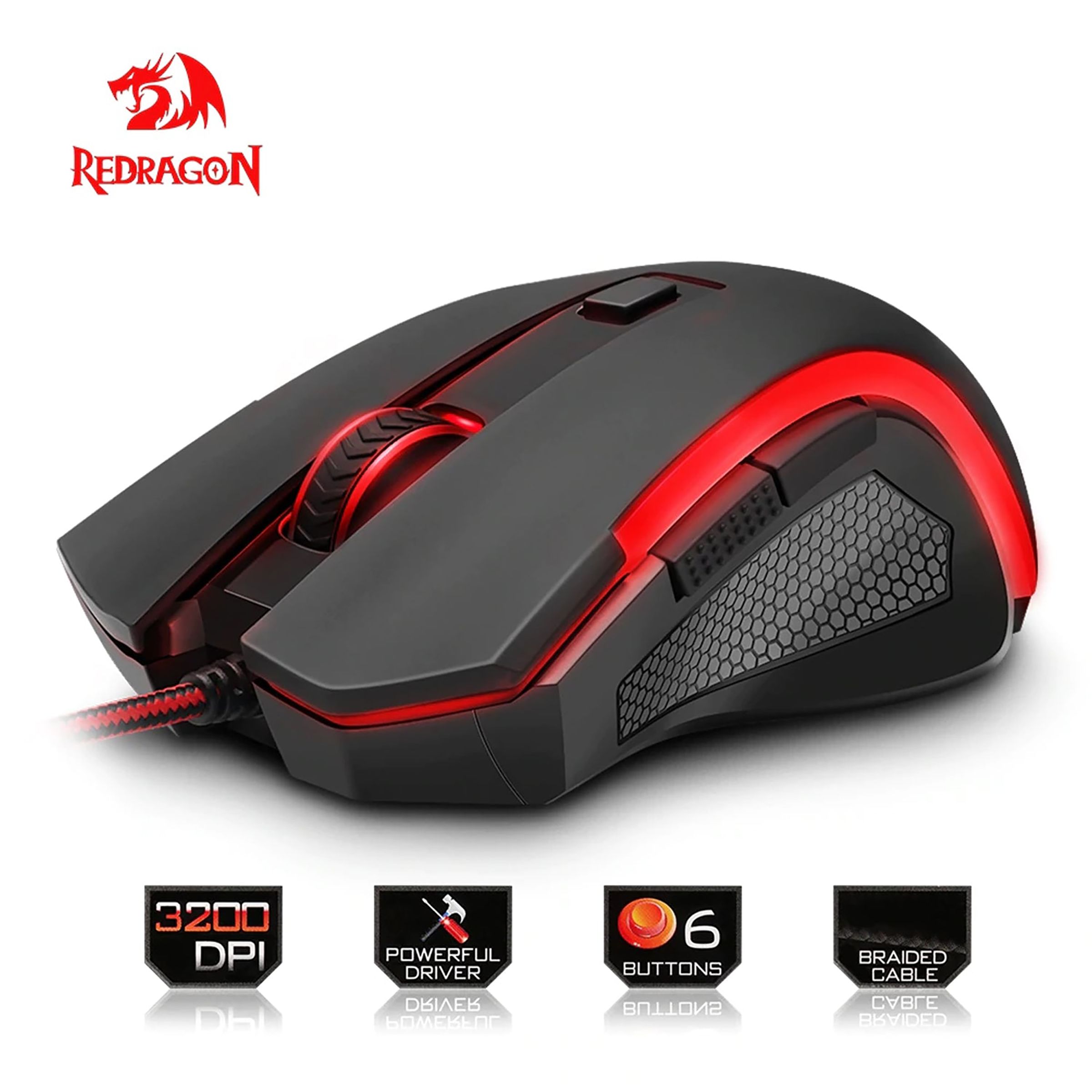 REDRAGON Nothosaur Wired Optical Gaming Mouse with Customizable Buttons (3200 DPI, 7 Colors Backlit, Black) REDRAGON Nothosaur Wired Optical Gaming Mouse with Customizable Buttons (3200 DPI, 7 Colors Backlit, Black)_11