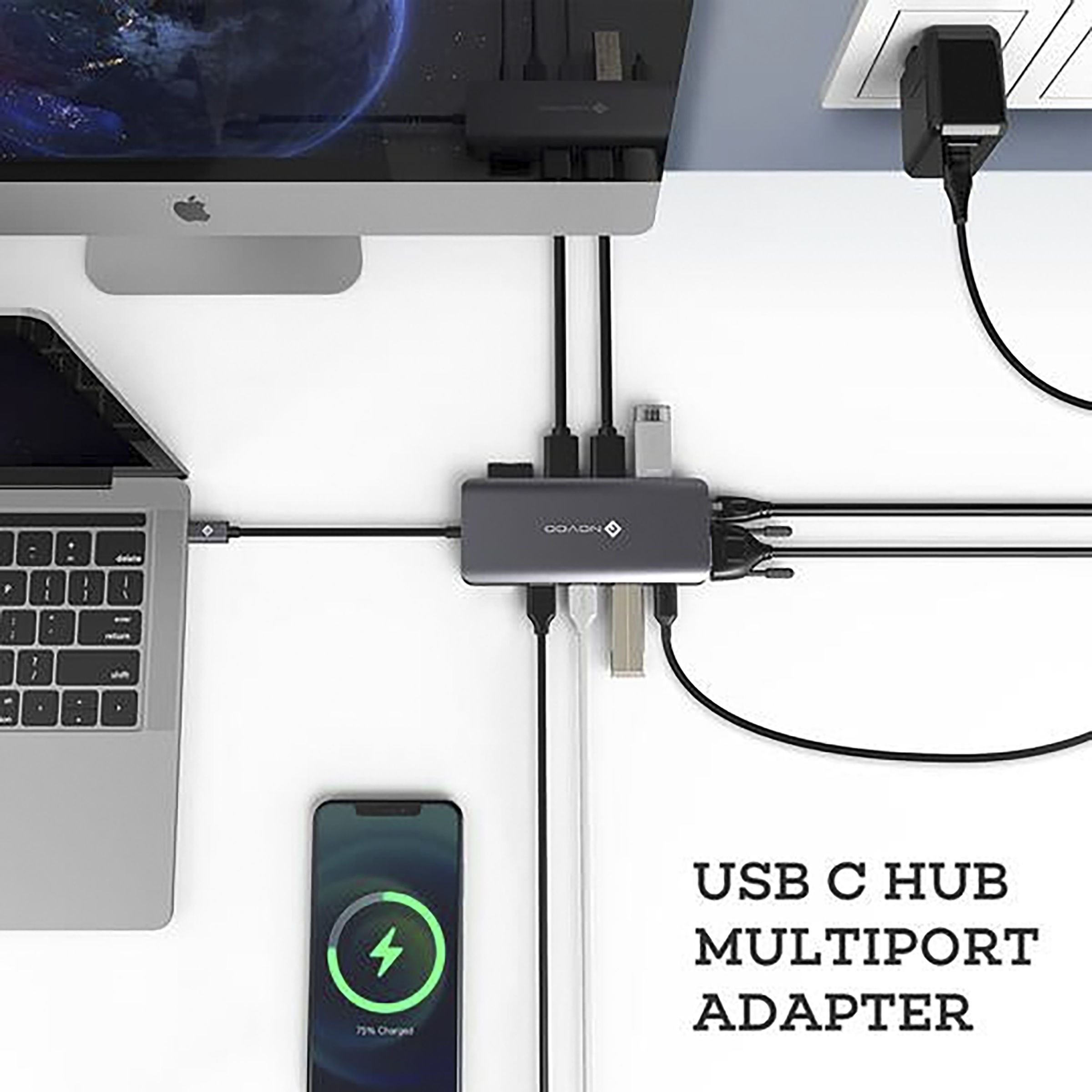 NOVOO 11-in-1 USB 3.0 Type C to USB 3.0 Type A, USB 2.0 Type A, USB Type C, VGA Port, LAN Port, HDMI, SD Card Slot, MicroSD Card Slot USB Hub (Multiple Display Modes, Grey)_6