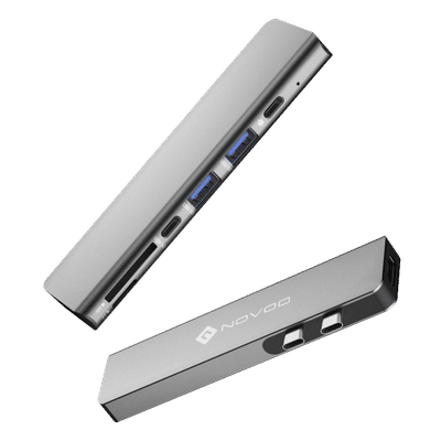 NOVOO 7-in-2 USB 3.0 Type C to USB 3.0 Type
                      C, USB Type A, SD Card Slot, MicroSD Card Slot,
                      HDMI USB Hub (4K Video Resolution, Grey)