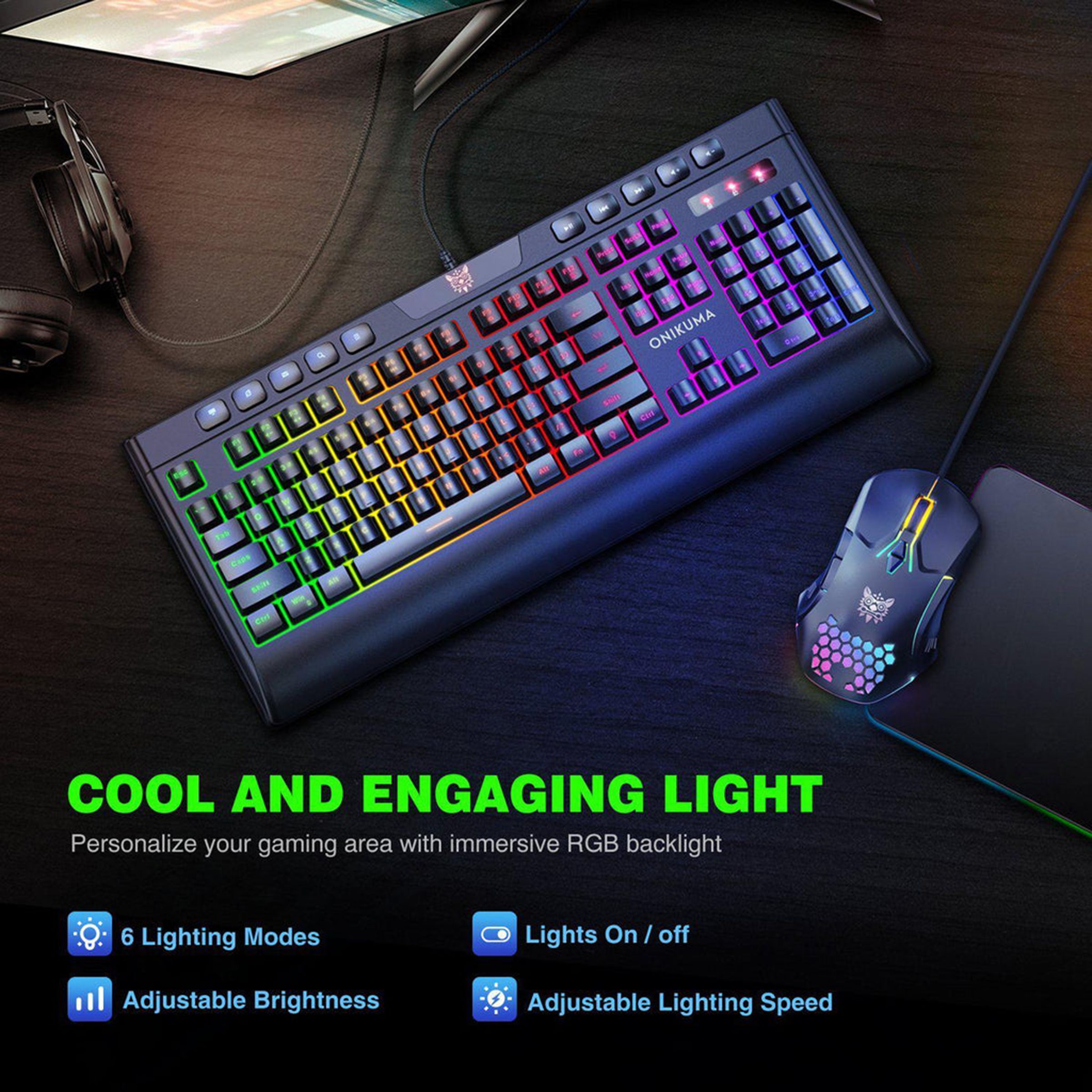ONIKUMA G21 Plus Wired Gaming Keyboard & Mouse Combo (6400 DPI Adjustable, Waterproof Splash Design, Black)_9