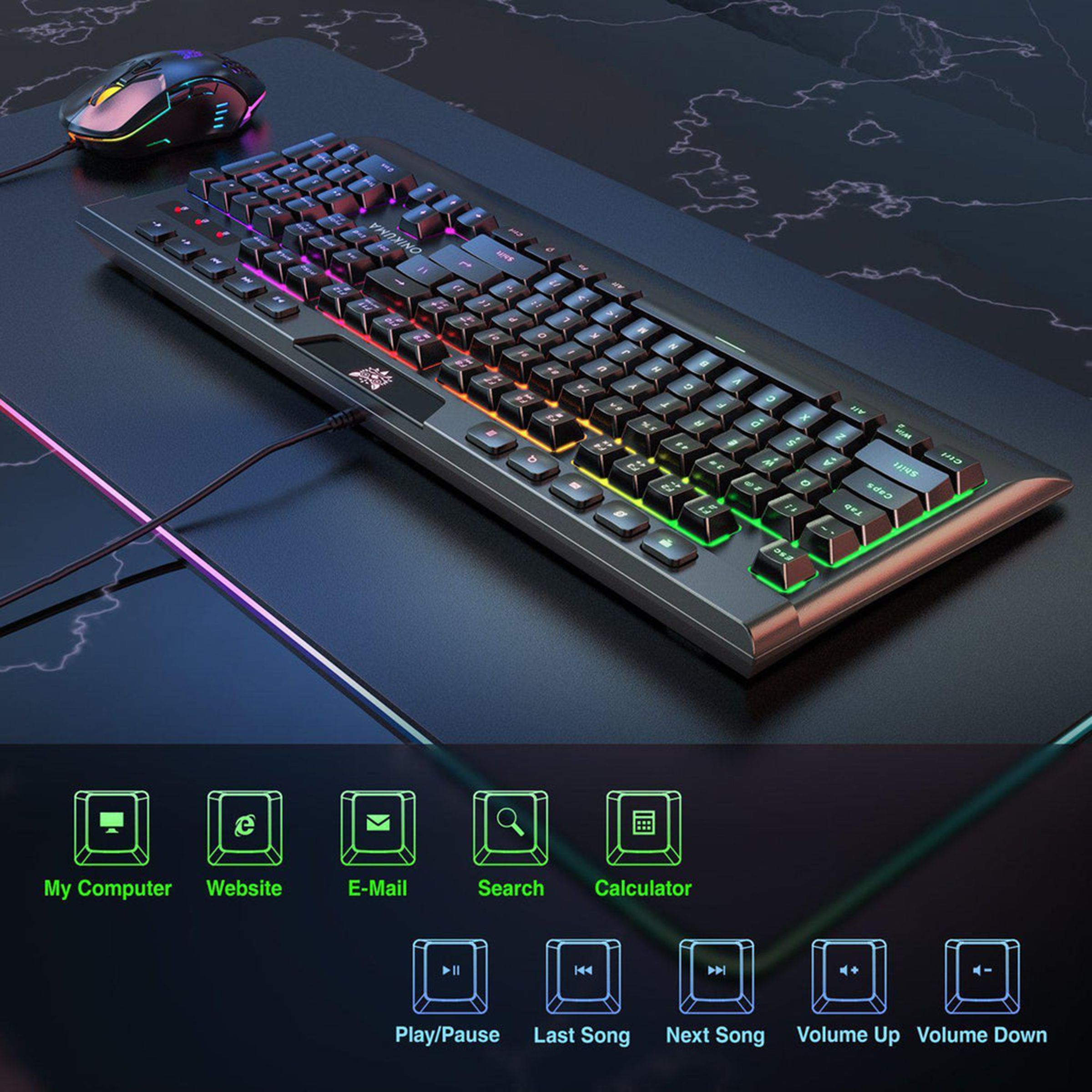 ONIKUMA G21 Plus Wired Gaming Keyboard & Mouse Combo (6400 DPI Adjustable, Waterproof Splash Design, Black)_13