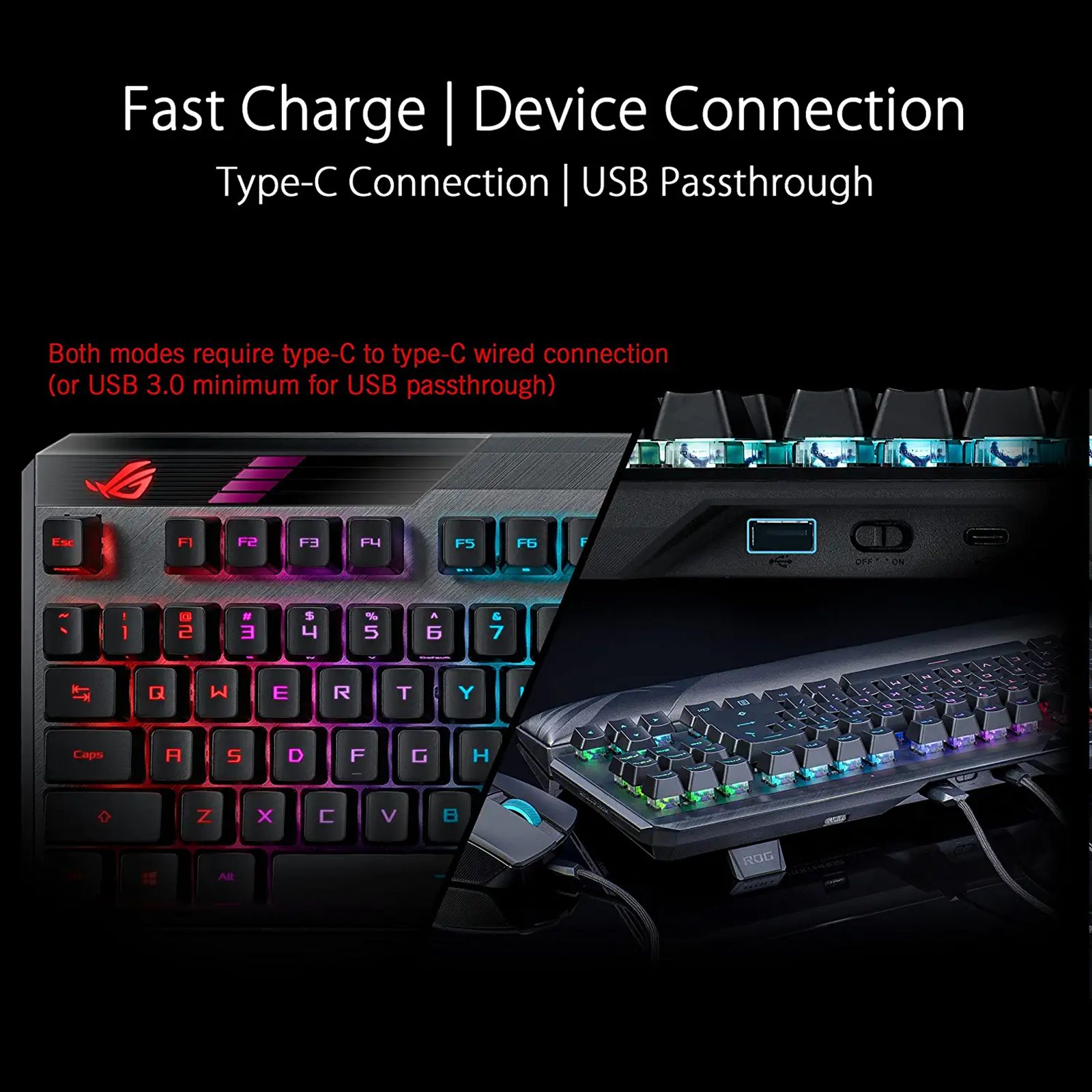 ASUS ROG Claymore II Rechargeable 2.4GHz Wired & Wireless Gaming Keyboard with Optical Mechanical Switches (Extra Customizable Clicky Hotkeys, Black) ASUS ROG Claymore II Rechargeable 2.4GHz Wired & Wireless Gaming Keyboard with Optical Mechanical Switches (Extra Customizable Clicky Hotkeys, Black)_7