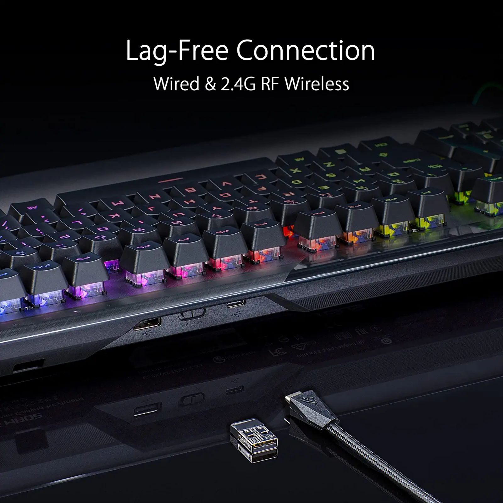 ASUS ROG Claymore II Rechargeable 2.4GHz Wired & Wireless Gaming Keyboard with Optical Mechanical Switches (Extra Customizable Clicky Hotkeys, Black) ASUS ROG Claymore II Rechargeable 2.4GHz Wired & Wireless Gaming Keyboard with Optical Mechanical Switches (Extra Customizable Clicky Hotkeys, Black)_9