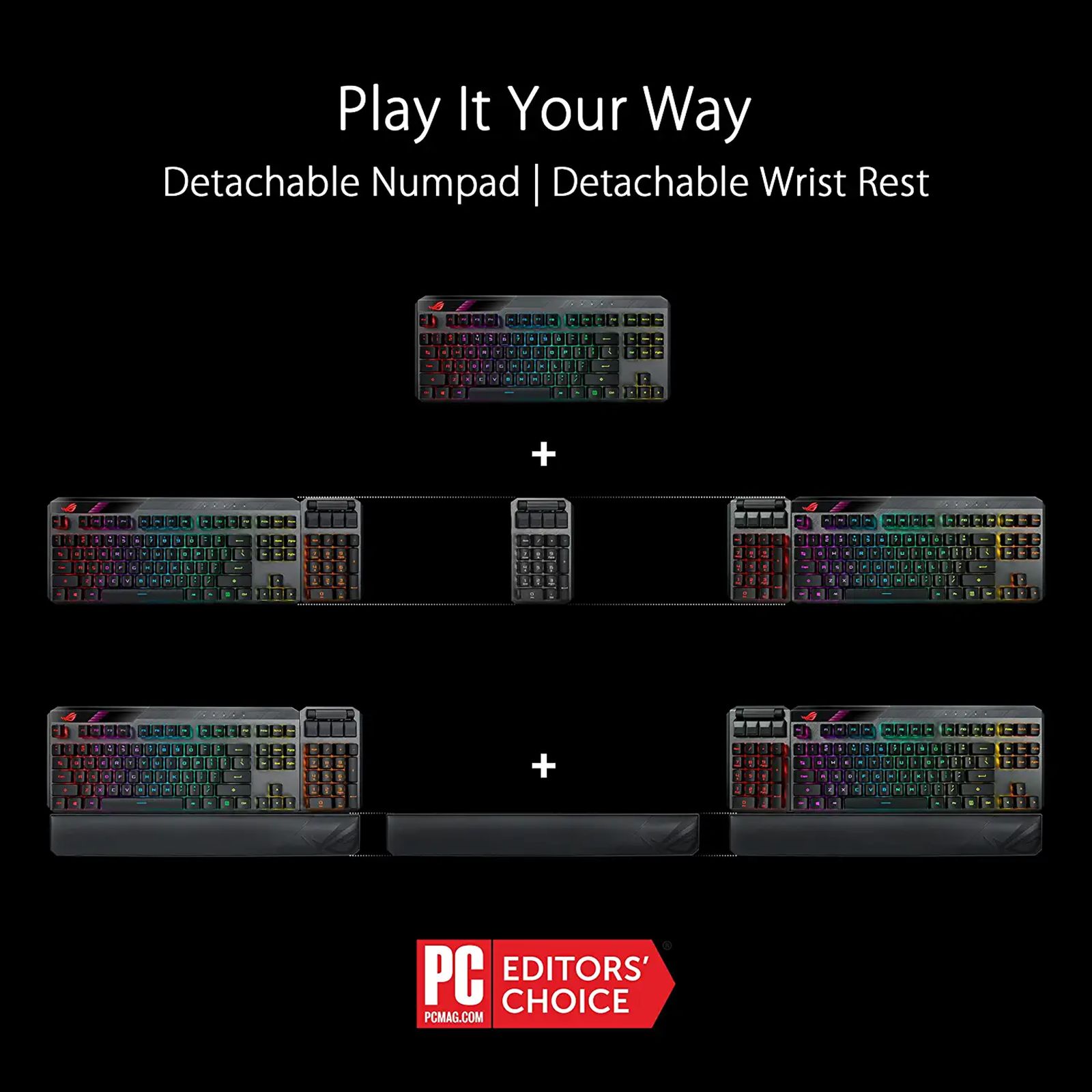 ASUS ROG Claymore II Rechargeable 2.4GHz Wired & Wireless Gaming Keyboard with Optical Mechanical Switches (Extra Customizable Clicky Hotkeys, Black) ASUS ROG Claymore II Rechargeable 2.4GHz Wired & Wireless Gaming Keyboard with Optical Mechanical Switches (Extra Customizable Clicky Hotkeys, Black)_5