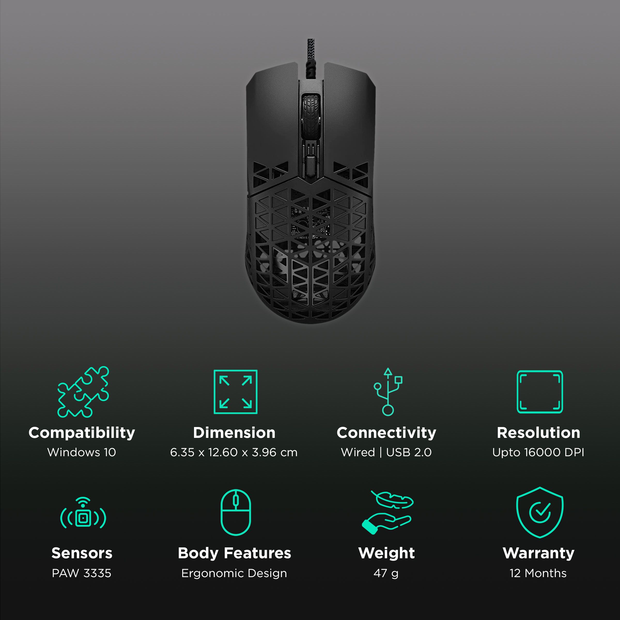 ASUS TUF M4 Air Wired Optical Gaming Mouse (16000 DPI, Ergonomic Design, Black) ASUS TUF M4 Air Wired Optical Gaming Mouse (16000 DPI, Ergonomic Design, Black)_2
