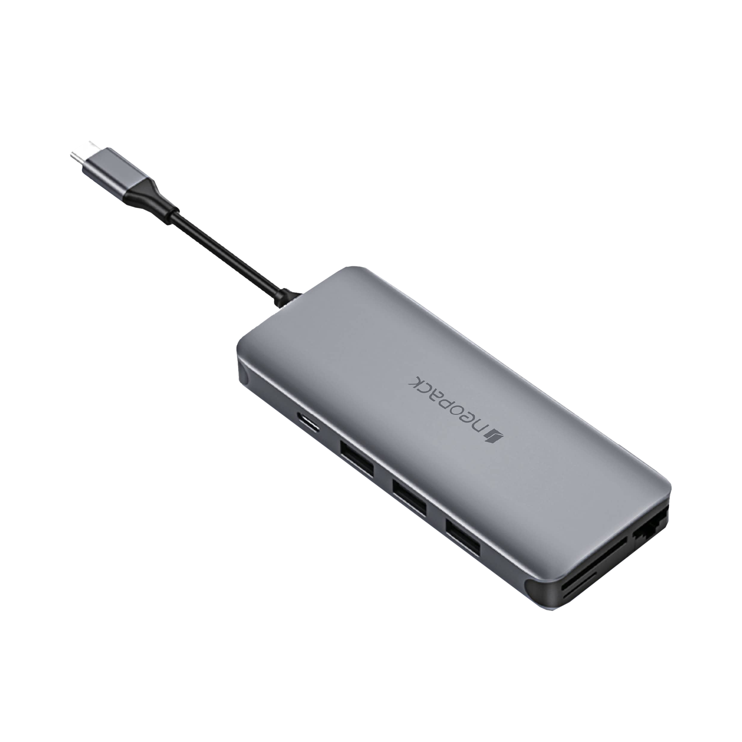 neopack 12-in-1 USB 3.0 Type C to USB 3.0 Type C, HDMI Type A, LAN Port, SD Card Slot, TF Card, 3.5mm Stereo, USB 3.0 Type A, USB 2.0 Type A Docking Station (Pass-Through Charging, Space Grey)_1