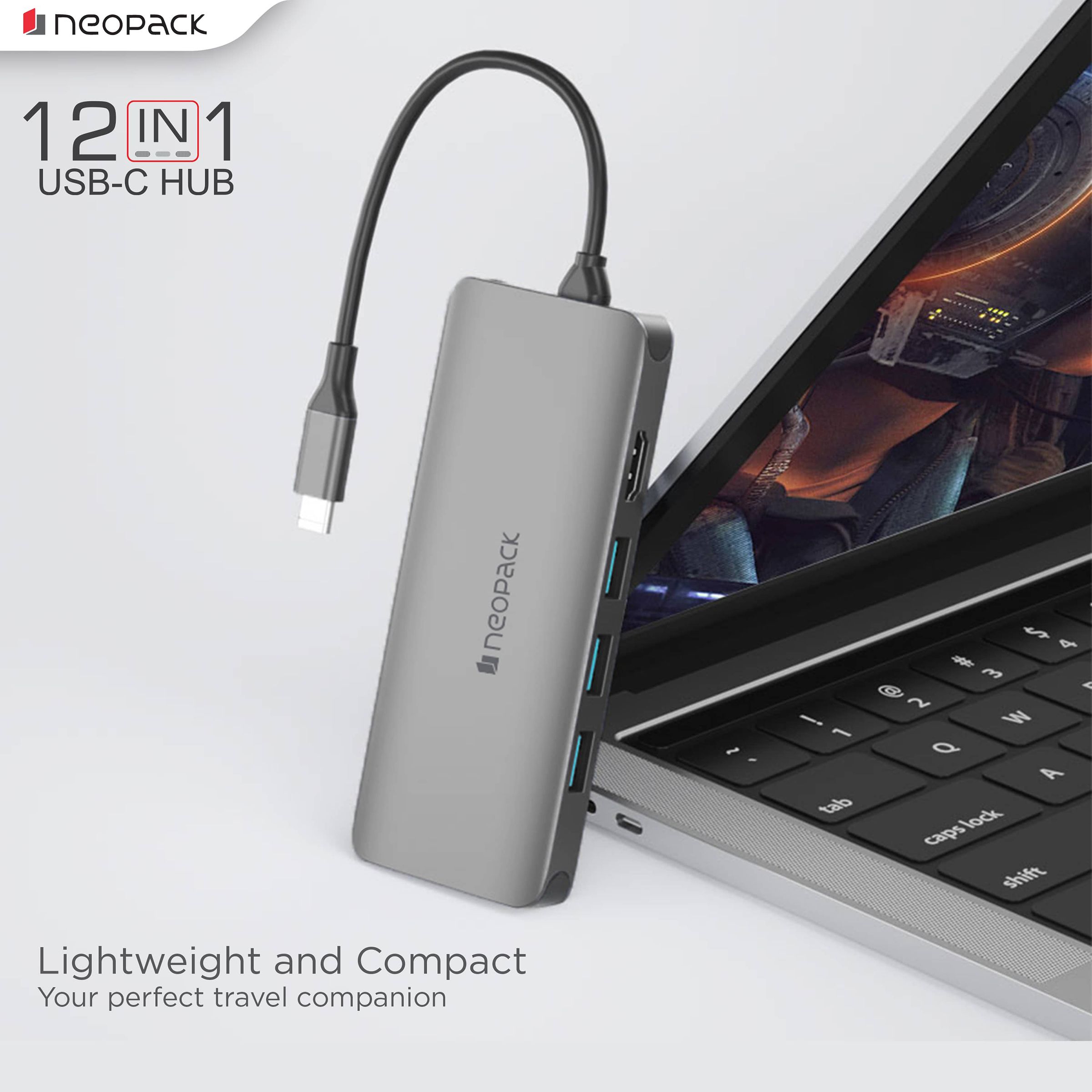 neopack 12-in-1 USB 3.0 Type C to USB 3.0 Type C, HDMI Type A, LAN Port, SD Card Slot, TF Card, 3.5mm Stereo, USB 3.0 Type A, USB 2.0 Type A Docking Station (Pass-Through Charging, Space Grey)_7