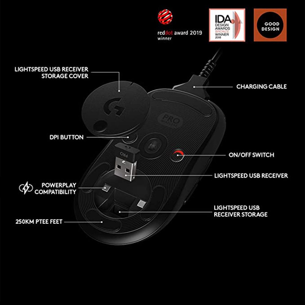 logitech Pro Wireless Optical Gaming Mouse (25600 DPI Adjustable, RGB Backlit, Black) logitech Pro Wireless Optical Gaming Mouse (25600 DPI Adjustable, RGB Backlit, Black)_11