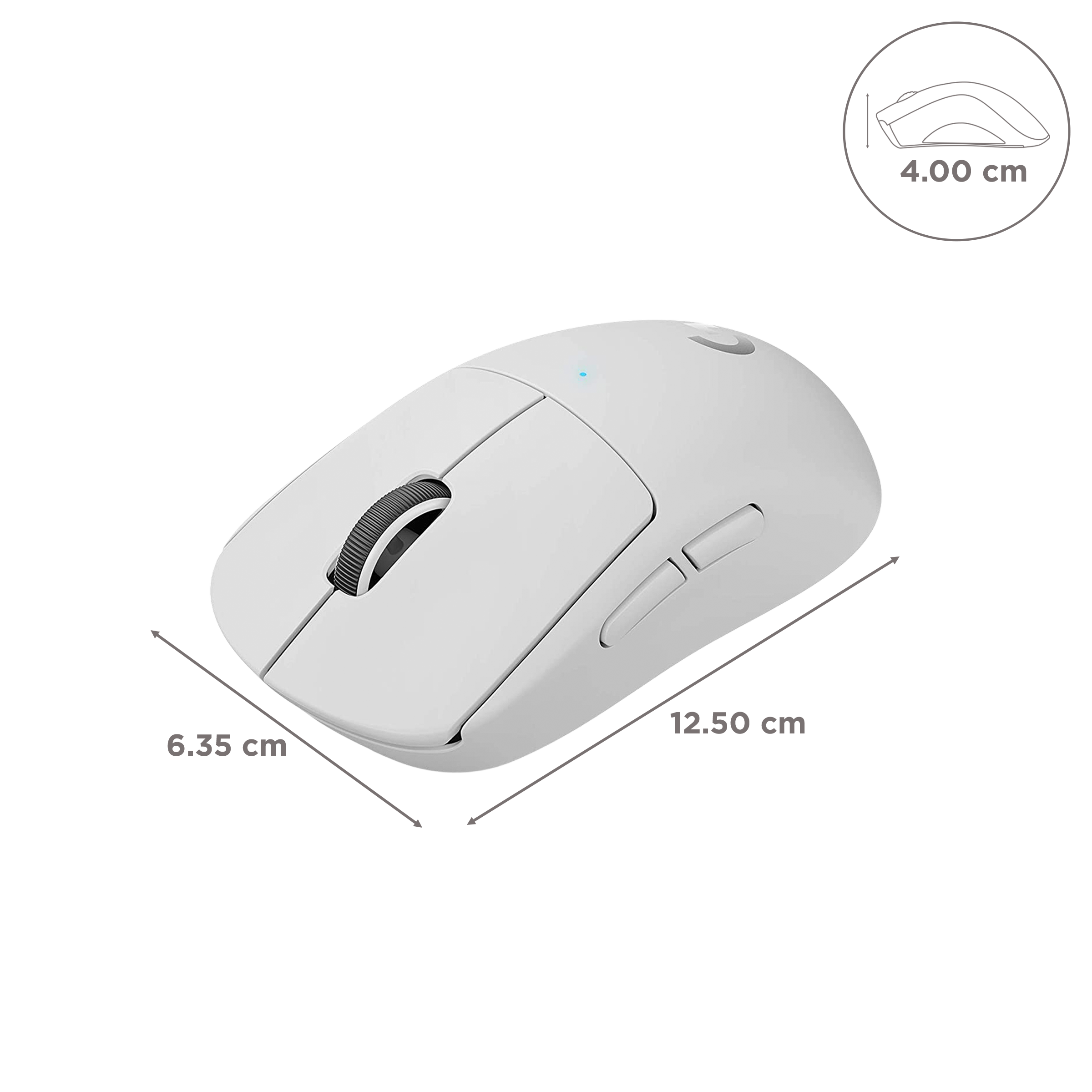 logitech PRO X Rechargeable Wireless Optical Gaming Mouse (25600 DPI Adjustable, Click Tensioning System, White)_3