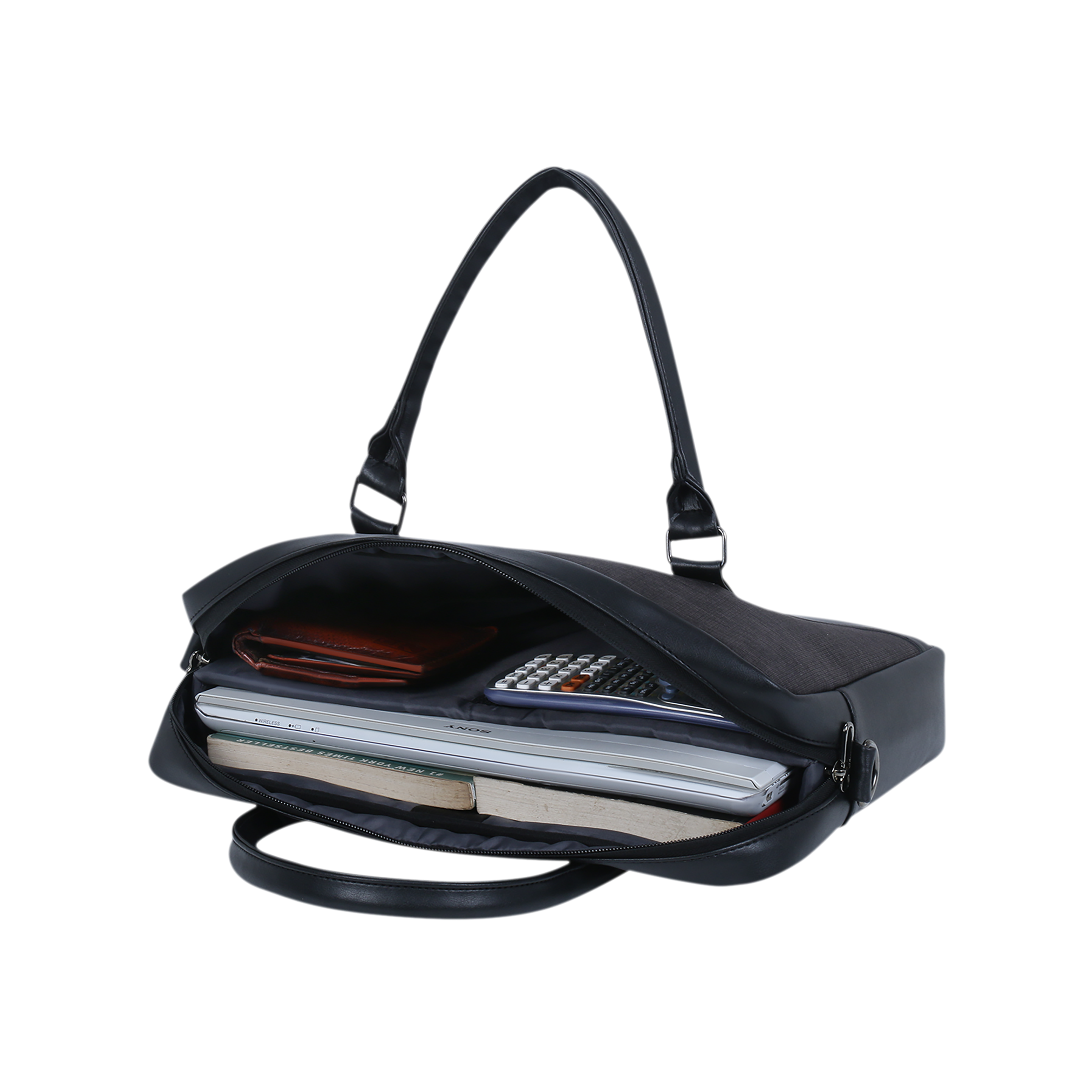 Croma Classic Polyester Laptop Sling Bag for 15.6 Inch Laptop (Water Resistant, Black)_4