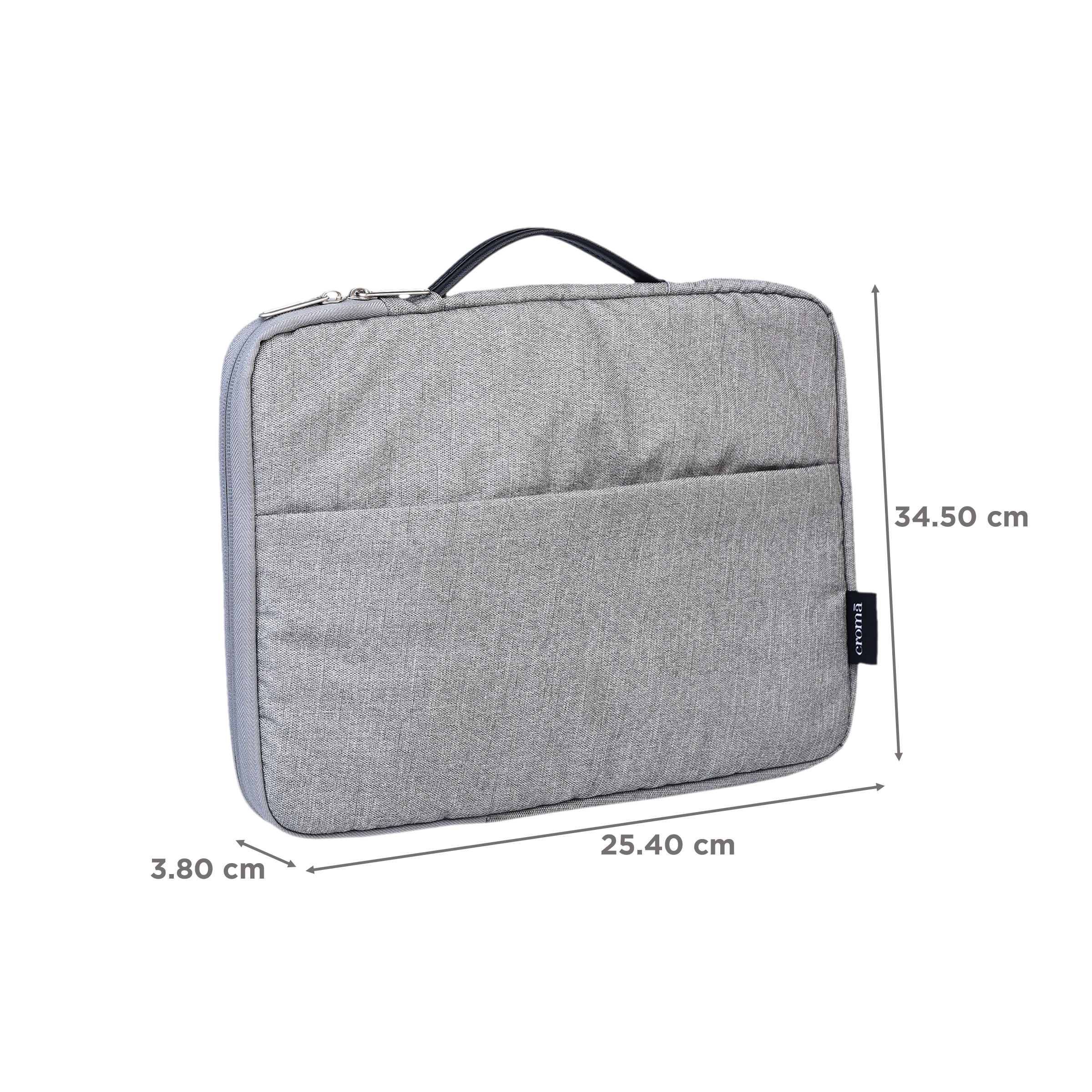 Croma Prime Fabric Laptop Sleeve for 14 Inch Laptop (Water Resistant, Grey)_2
