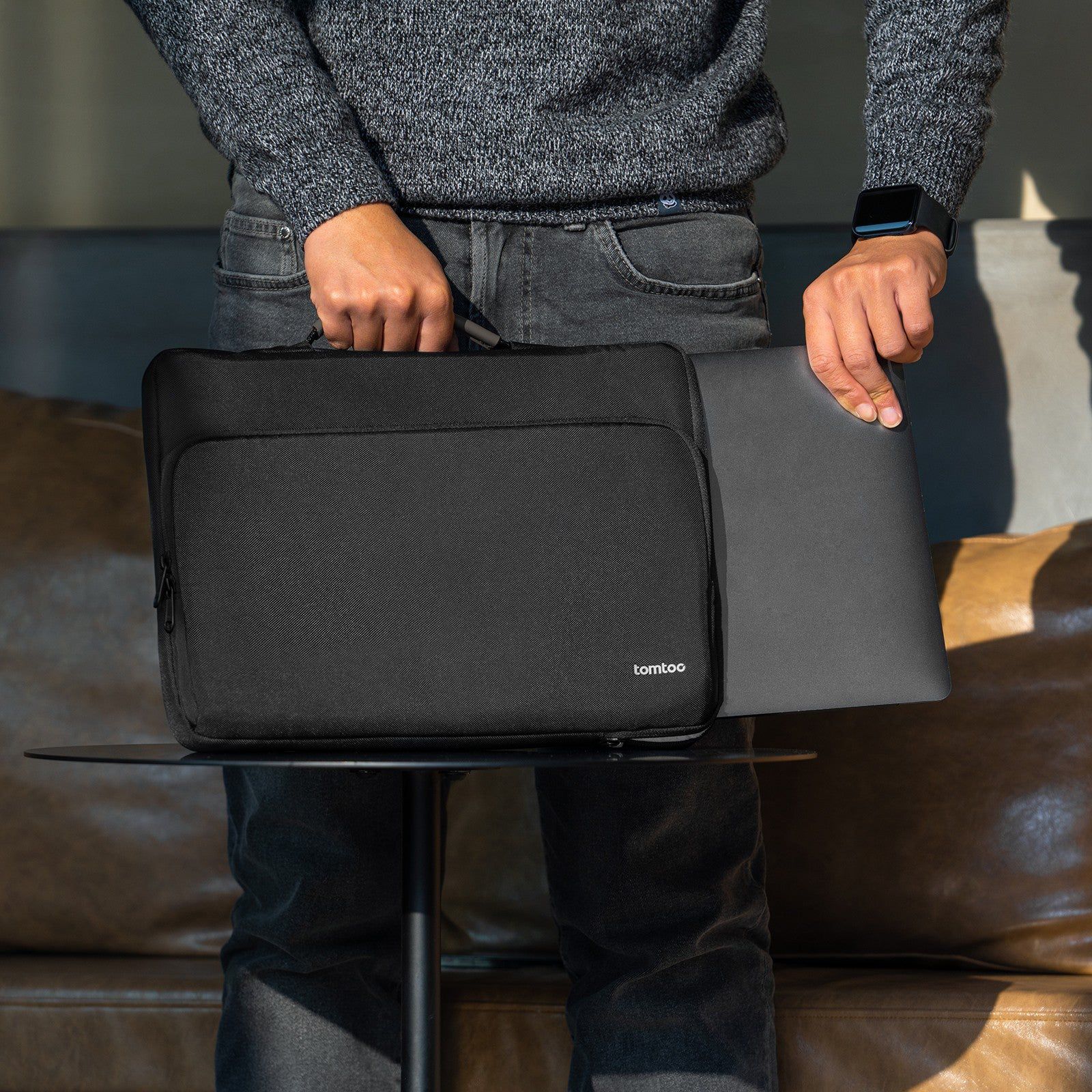 tomtoc Defender Recycled Fabrics Laptop Sleeve for 16 Inch Laptop (360 Superior Protection, Black)_11