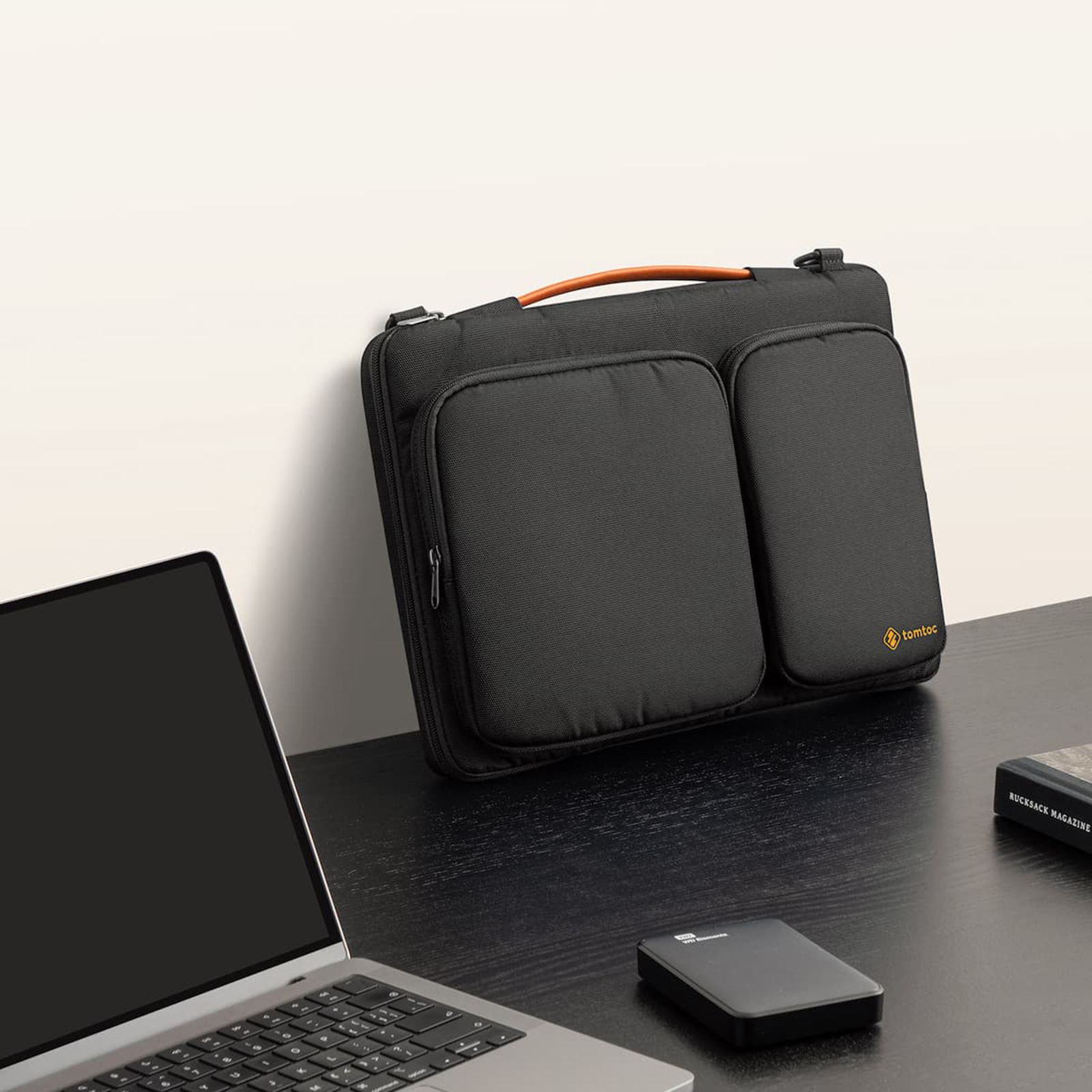 tomtoc Defender Polyester Laptop Sling Bag for 13.5, 14 & 14.4 Inch Laptop (Water Resistant, Black)_6