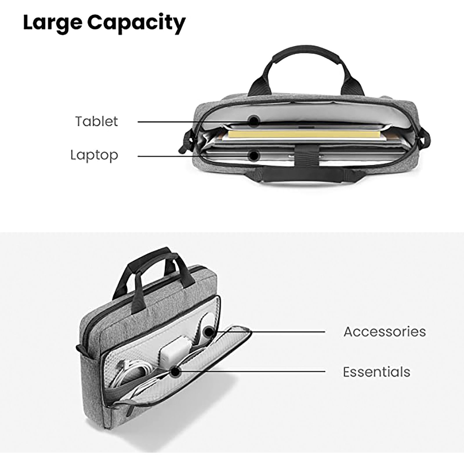tomtoc Defender Fabric Laptop Sling Bag for 16 Inch Laptop (Water Repellent, Grey)_9