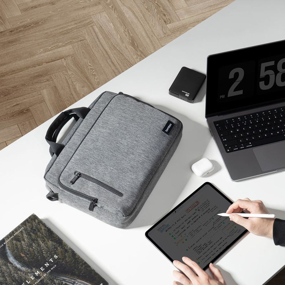 tomtoc Defender Fabric Laptop Sling Bag for 16 Inch Laptop (Water Repellent, Grey)_13