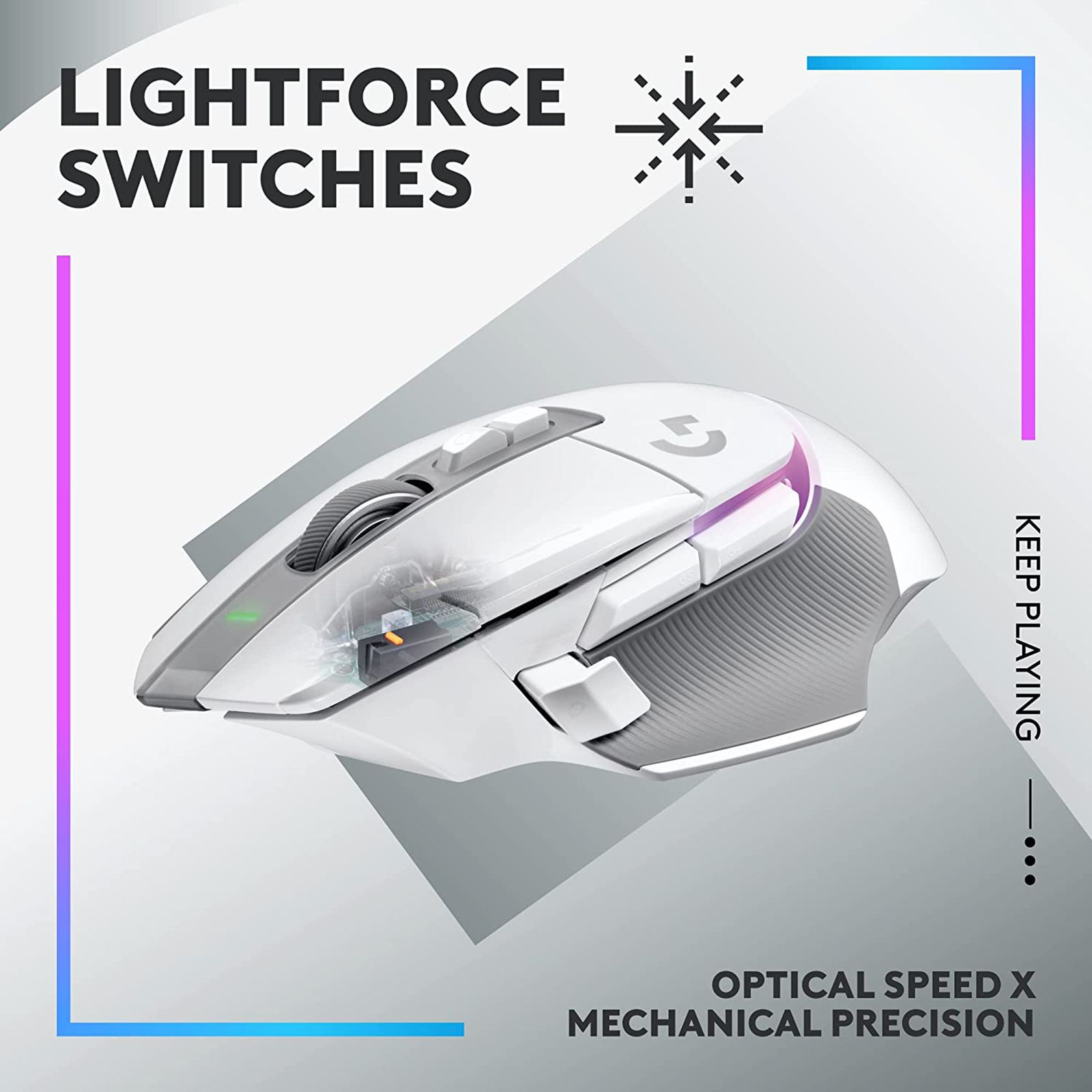 logitech G502 X Plus Rechargeable Wireless Optical Gaming Mouse (25600 DPI(Adjustable), Dual-Mode Scroll Wheel, White)_14