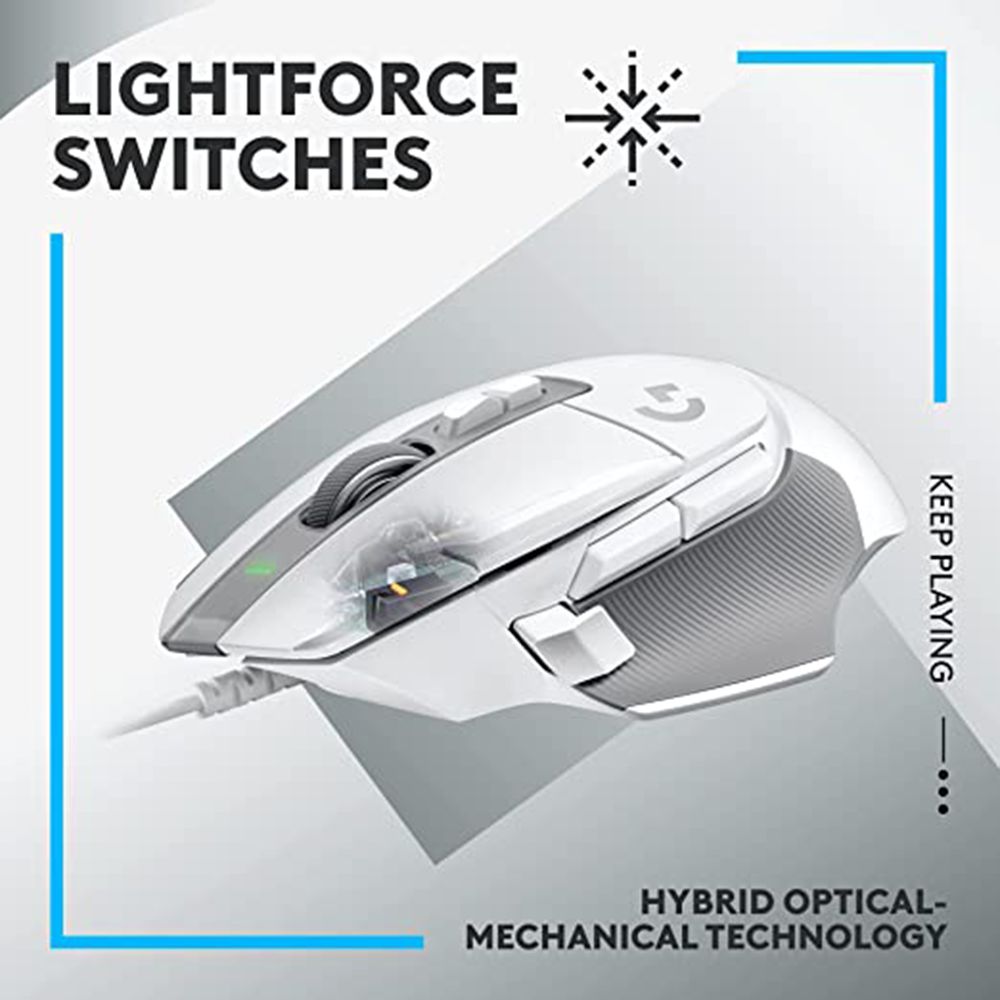 logitech G502 X Wired Optical Gaming Mouse (25600 DPI Adjustable, Dual-Mode Scroll Wheel, White)_9