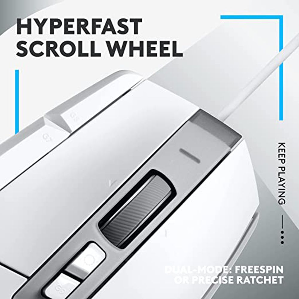 logitech G502 X Wired Optical Gaming Mouse (25600 DPI Adjustable, Dual-Mode Scroll Wheel, White)_10