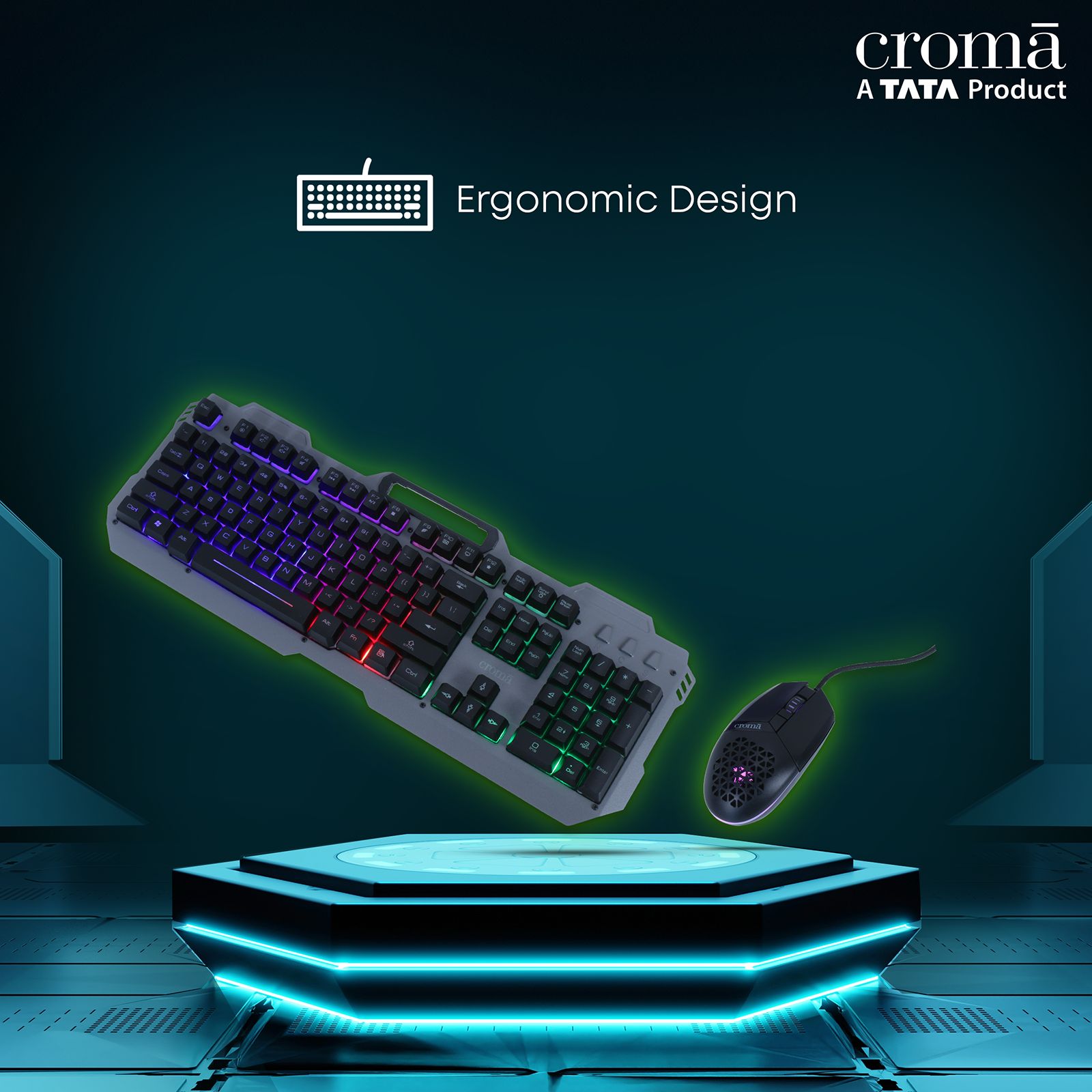 Croma Wired Gaming Keyboard & Mouse Combo (104 Keys, 7200 DPI, Ergonomic Design, Black)_9