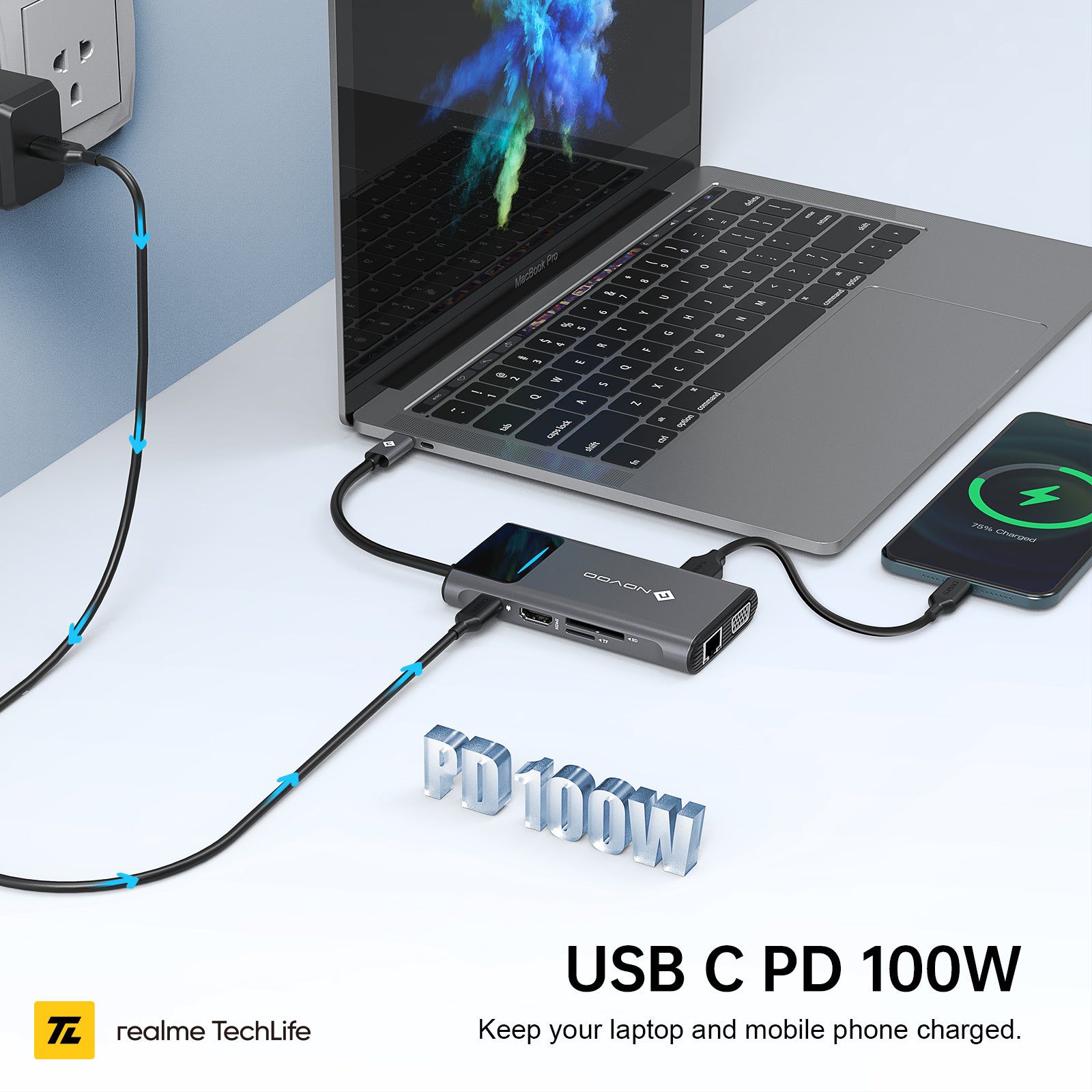 Novoo 9-in-1 USB 3.0 Type C to USB Type C, HDMI Type A, SD Card Slot, TF Card Reader, USB 3.0 Type A, VGA Port, RJ45 USB Hub (Dual Screen Display, Grey) Novoo 9-in-1 USB 3.0 Type C to USB Type C, HDMI Type A, SD Card Slot, TF Card Reader, USB 3.0 Type A, VGA Port, RJ45 USB Hub (Dual Screen Display, Grey)_9