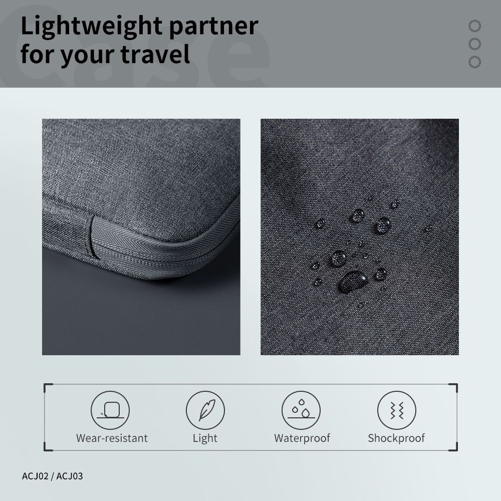 XPPen ACJ03 Polyester Sleeve for 12, 13.3, 15.6, 16 Inch Tablets (Waterproof & Shockproof, Grey)_8