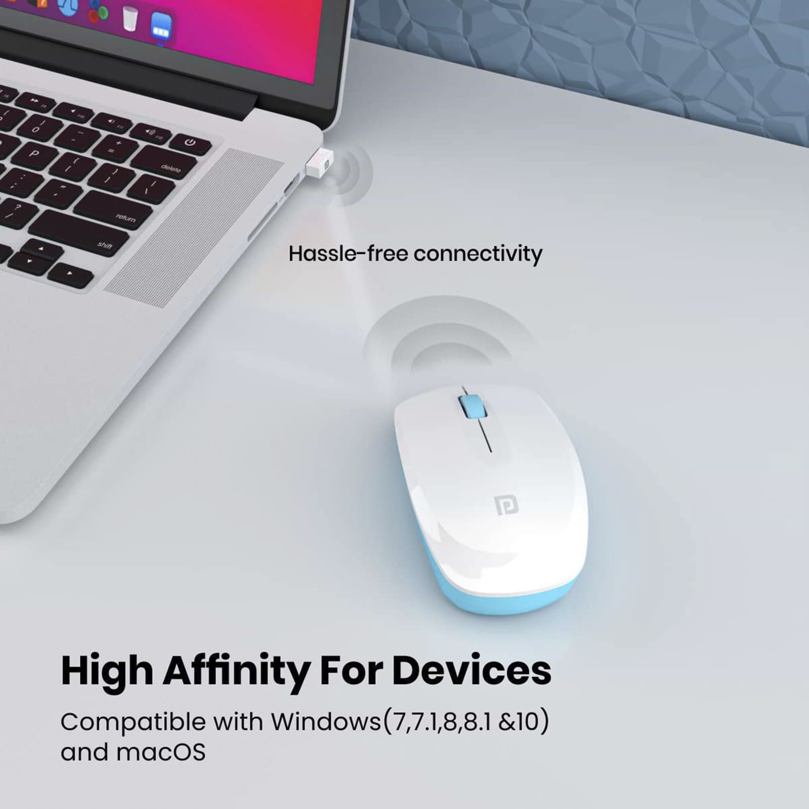 PORTRONICS Toad 25 Wireless Optical Performance Mouse (1200 DPI, Optimum Tracking, White)_3