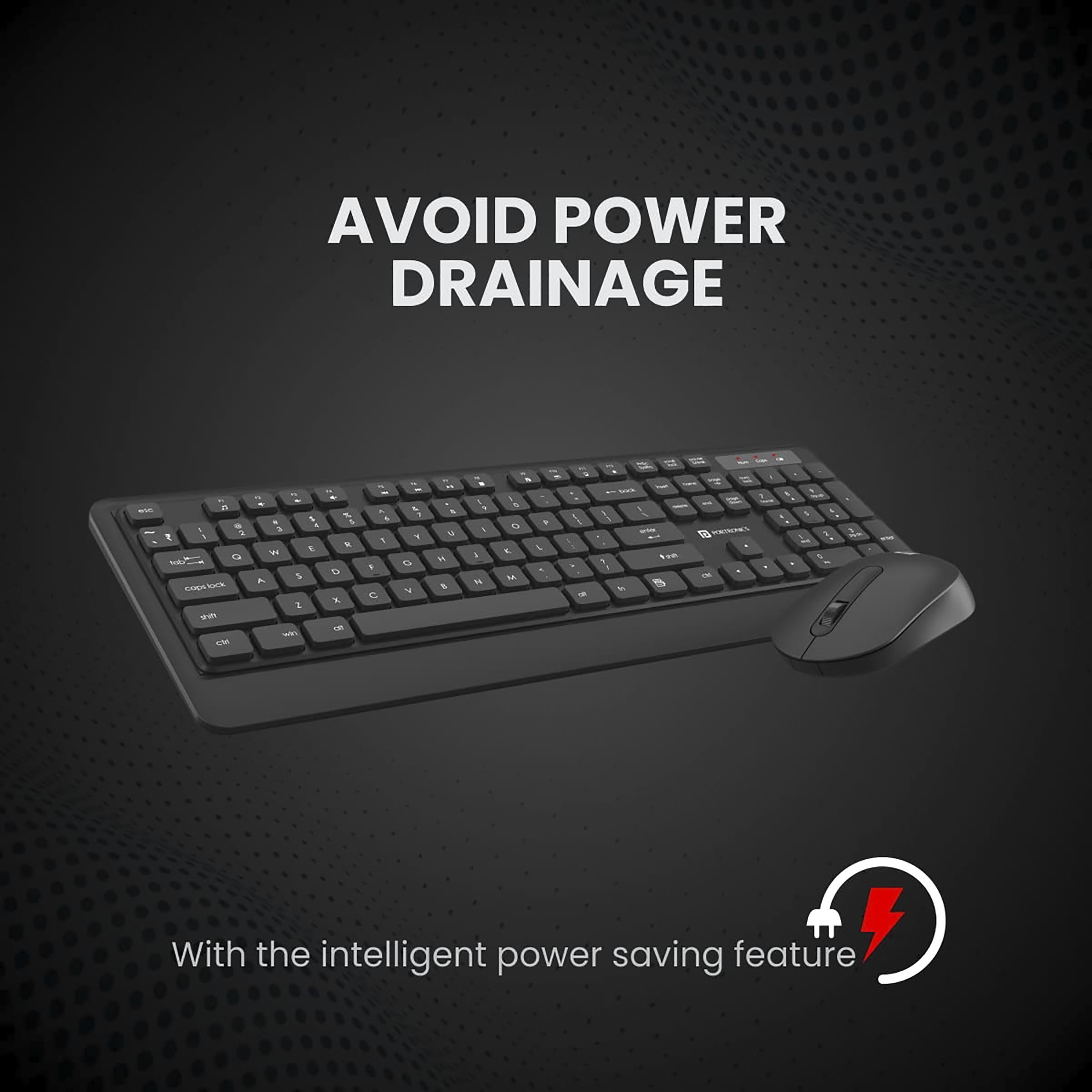 PORTRONICS Key 5 Wireless Keyboard & Mouse Combo (Silent Key Function, Z Black) PORTRONICS Key 5 Wireless Keyboard & Mouse Combo (Silent Key Function, Z Black)_2