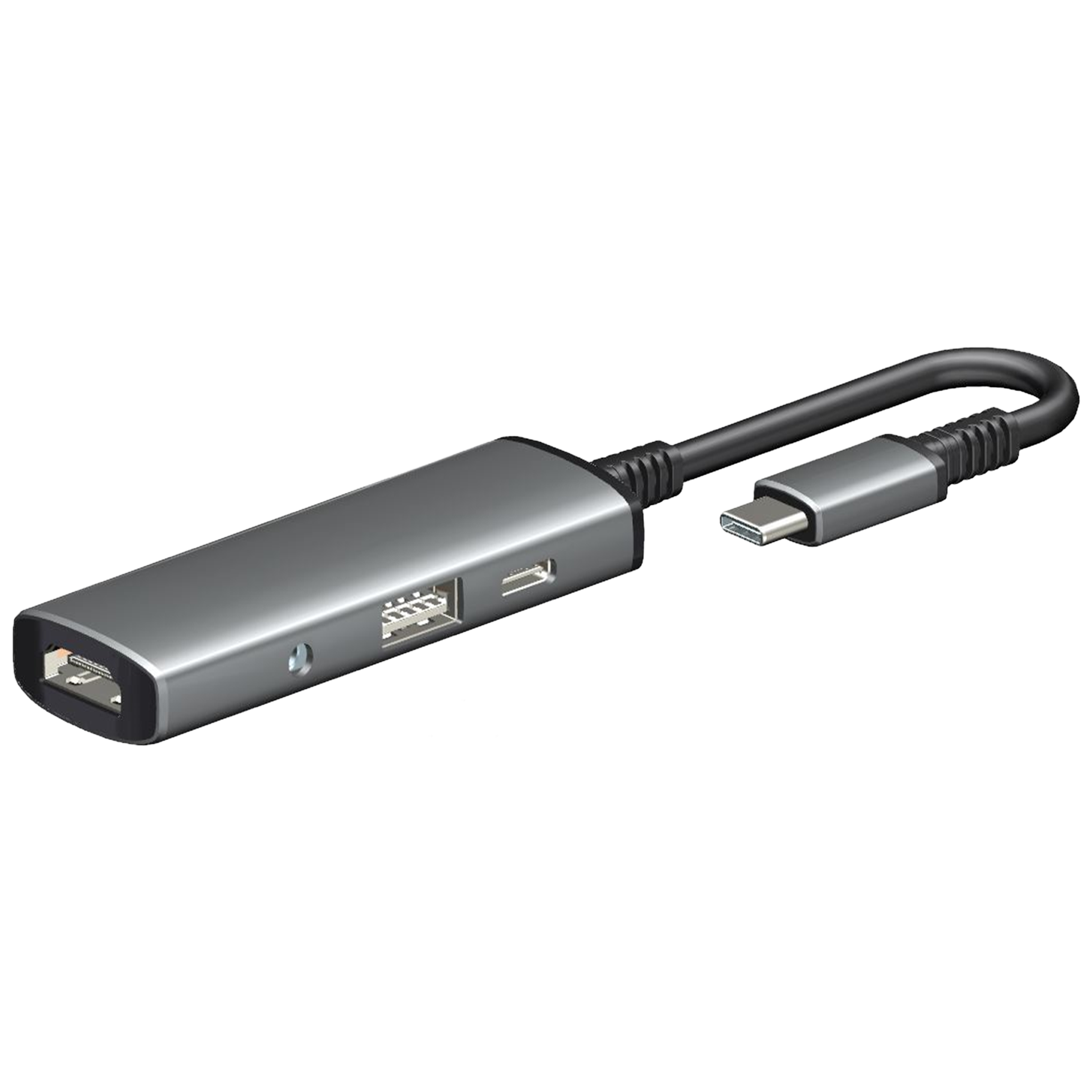 Croma 4-in-1 USB 3.0 Type C to USB 3.0 Type A, 3.5mm Stereo, HDMI Type A, USB 3.0 Type C Multi-Port Hub (5 GbpsData Transfer Rate, Grey) Croma 4-in-1 USB 3.0 Type C to USB 3.0 Type A, 3.5mm Stereo, HDMI Type A, USB 3.0 Type C Multi-Port Hub (5 GbpsData Transfer Rate, Grey)_1