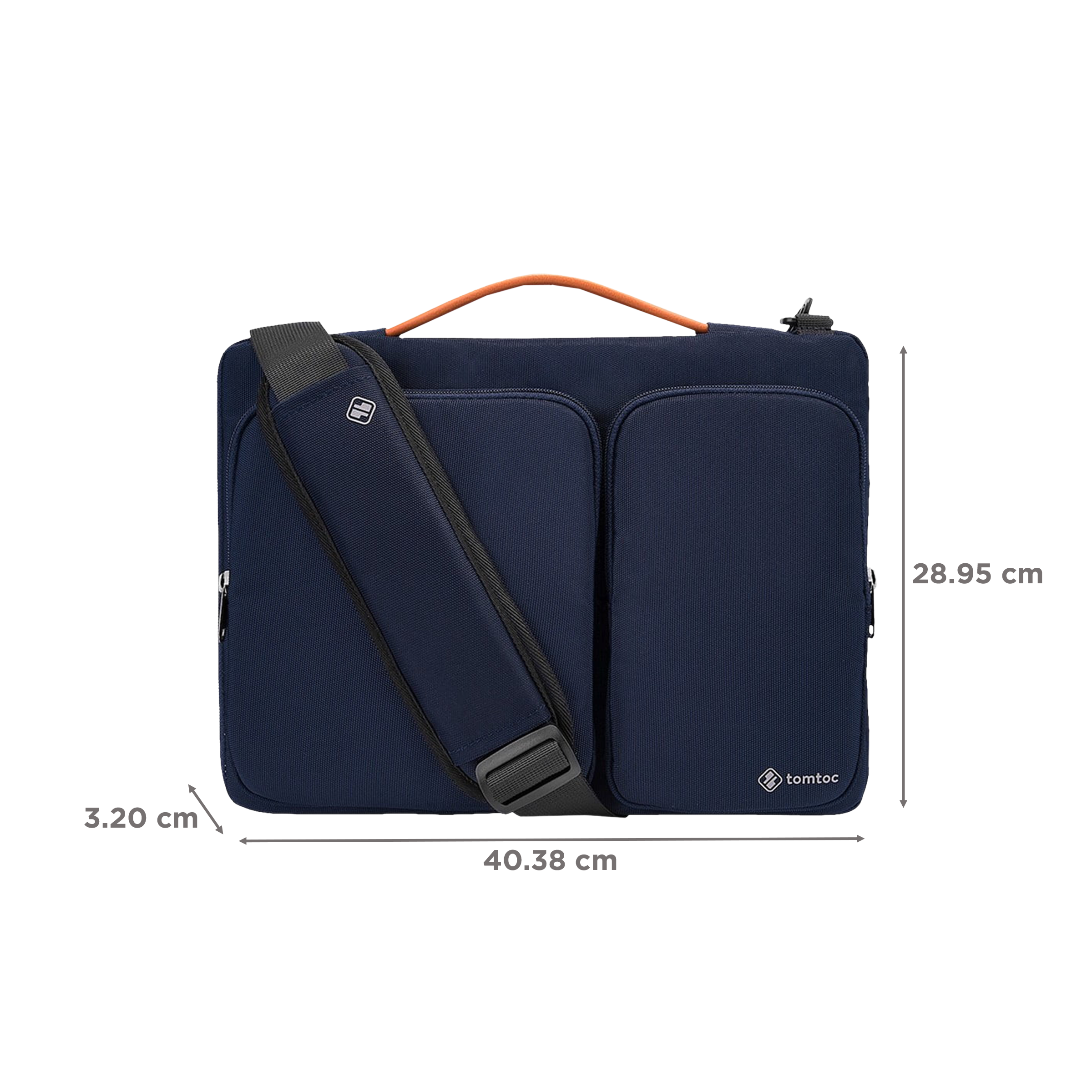 tomtoc Defender Fabric Laptop Sling Bag for 15.6 Inch Laptop (Water Resistant, Navy Blue)_2