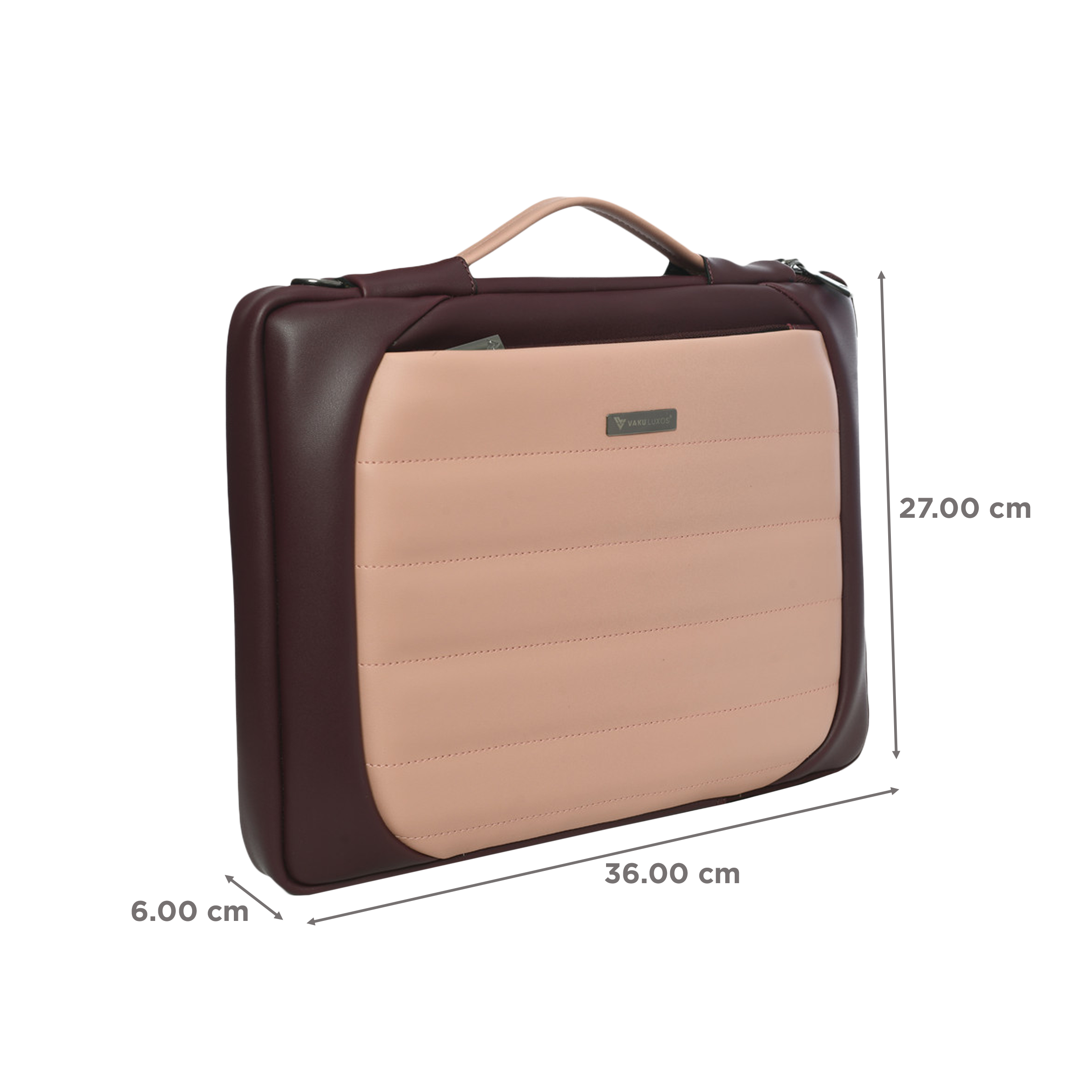 Dr. Vaku Lasa Chivelle Vegan Leather Laptop Sling Bag for 13 & 14 Inch Laptop (Water Resistant, Cherry/Pink)_2