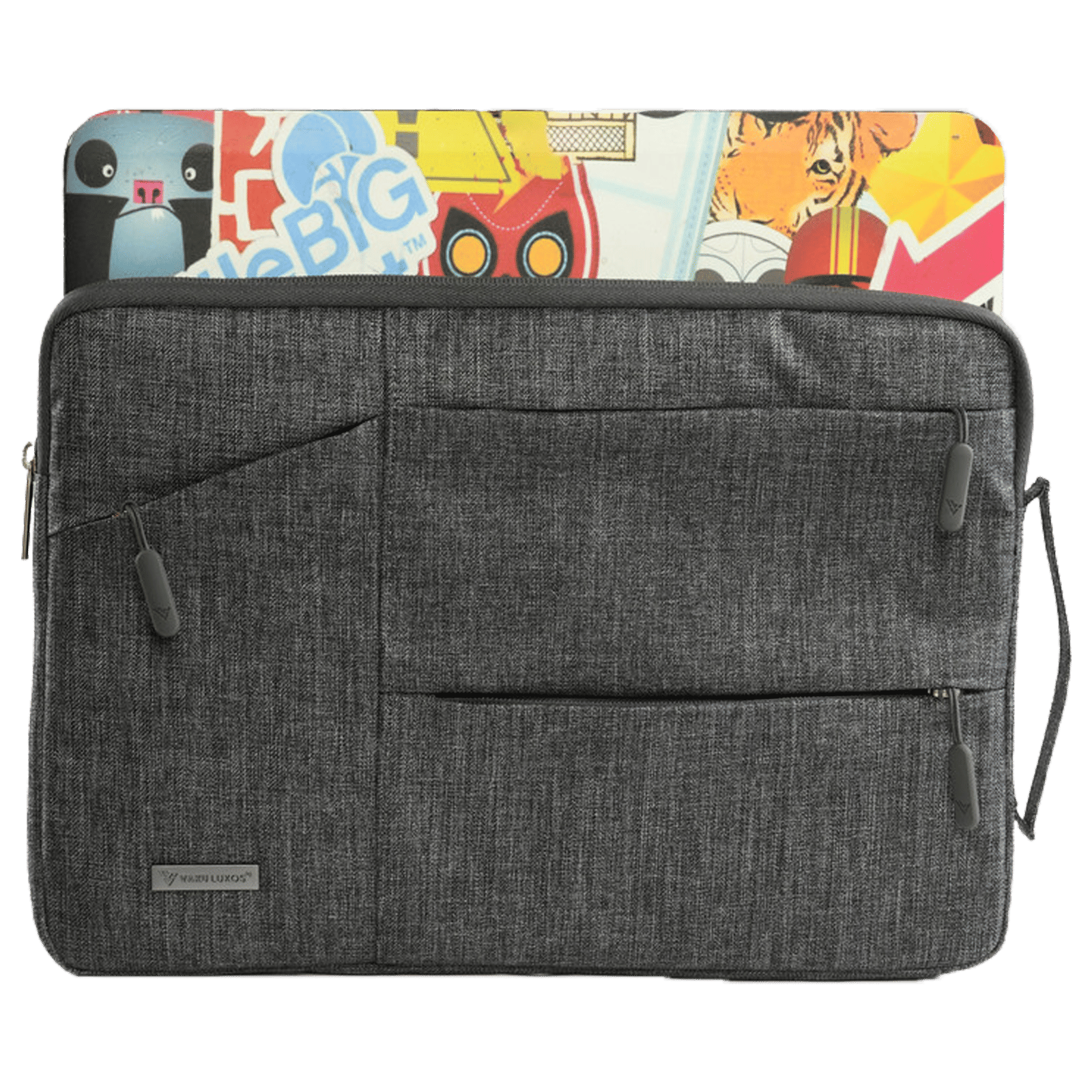Dr. Vaku Geuite Series Polyester Fabric Laptop Sleeve for 14 Inch Laptop (6 L, Water Repellent, Grey) Dr. Vaku Geuite Series Polyester Fabric Laptop Sleeve for 14 Inch Laptop (6 L, Water Repellent, Grey)_4