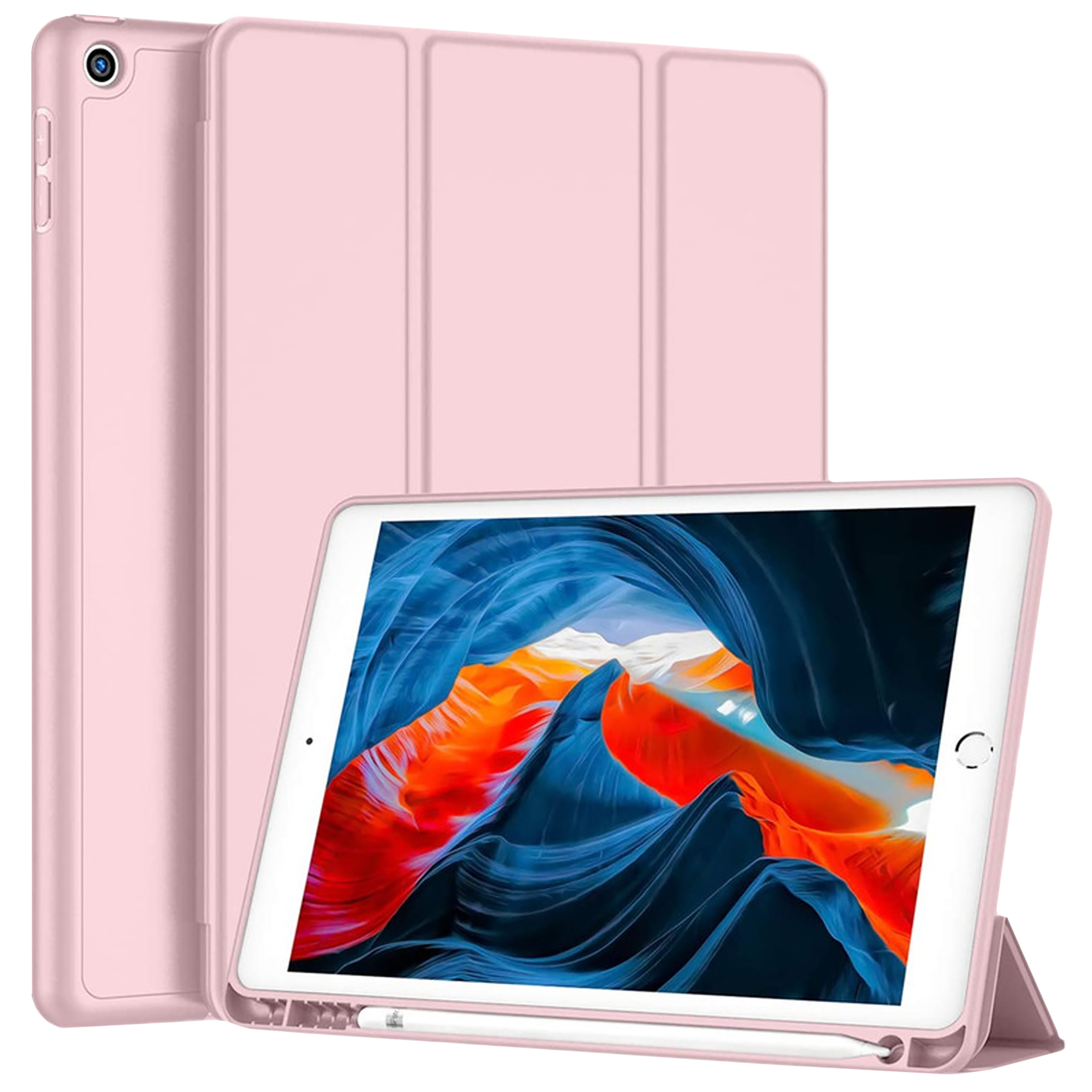 Vaku Stallion Series Microfiber Flip Cover for Apple iPad 10.2 Inch (7th, 8th, 9th Gen) (Built-in Pencil Holder, Pink)_1