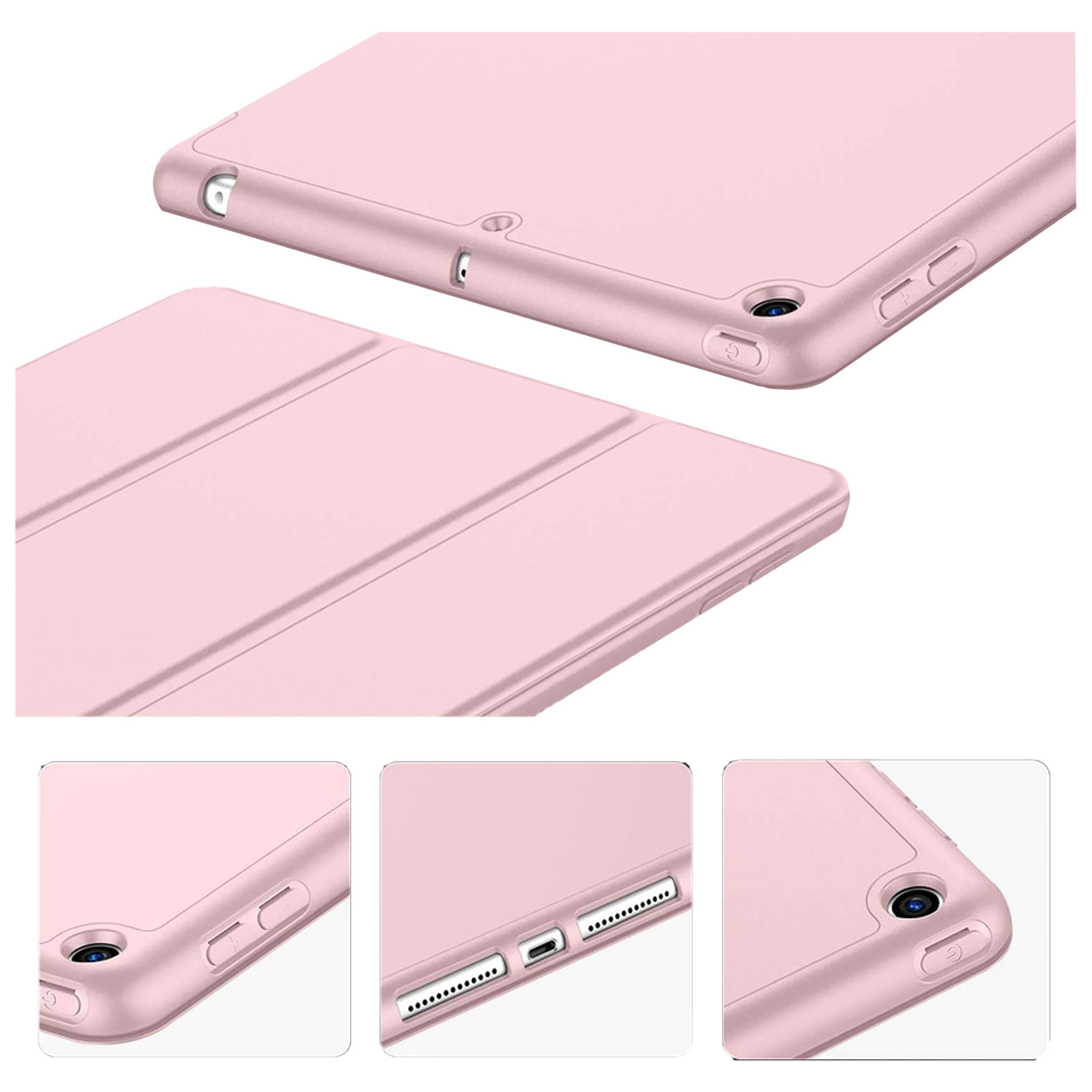 Vaku Stallion Series Microfiber Flip Cover for Apple iPad 10.2 Inch (7th, 8th, 9th Gen) (Built-in Pencil Holder, Pink)_4